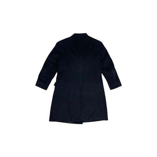 Vintage Burberry Double Breasted Coat Medium Made In England Navy Blue Wool