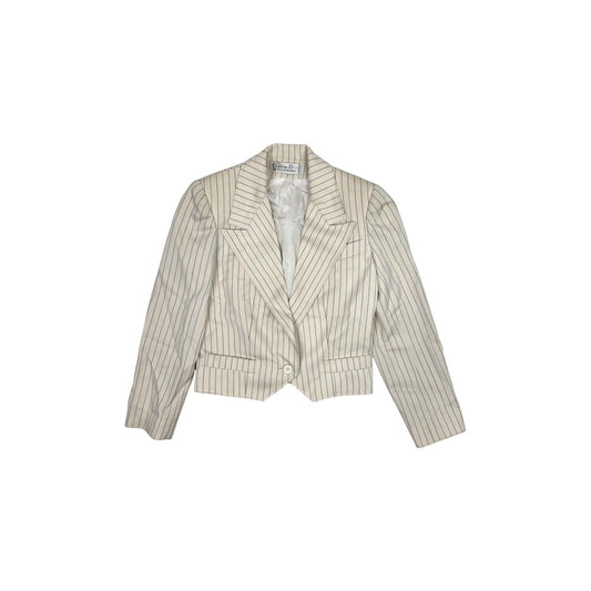 Vintage Christian Dior Suit Set Women’s Small Pin Stripe Cream Made In France