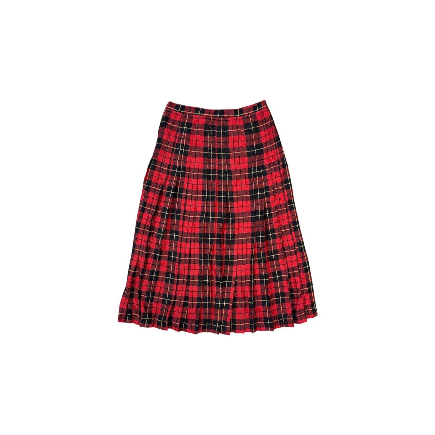 Vintage Valentino Sport Pleat Skirt 28w Red Black Tartan Made In Italy NWT 80’s