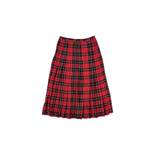 Vintage Valentino Sport Pleat Skirt 28w Red Black Tartan Made In Italy NWT 80’s