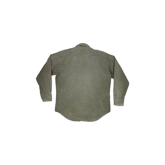 Vintage Barbour Moleskin Shirt Made In England Khaki Green Long Sleeve