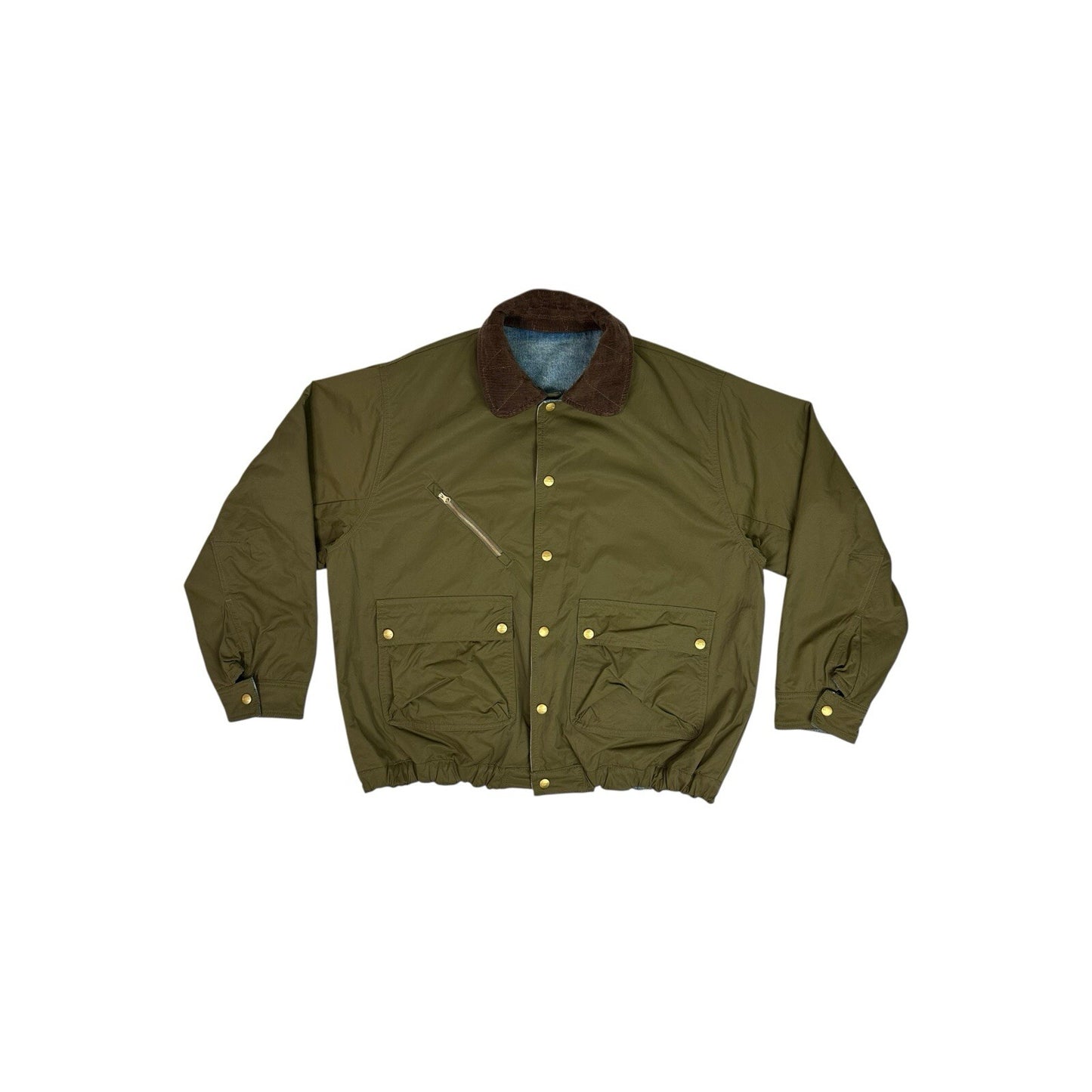 UOOYAA Reversible Oversized Jacket Medium Denim And Khaki Green
