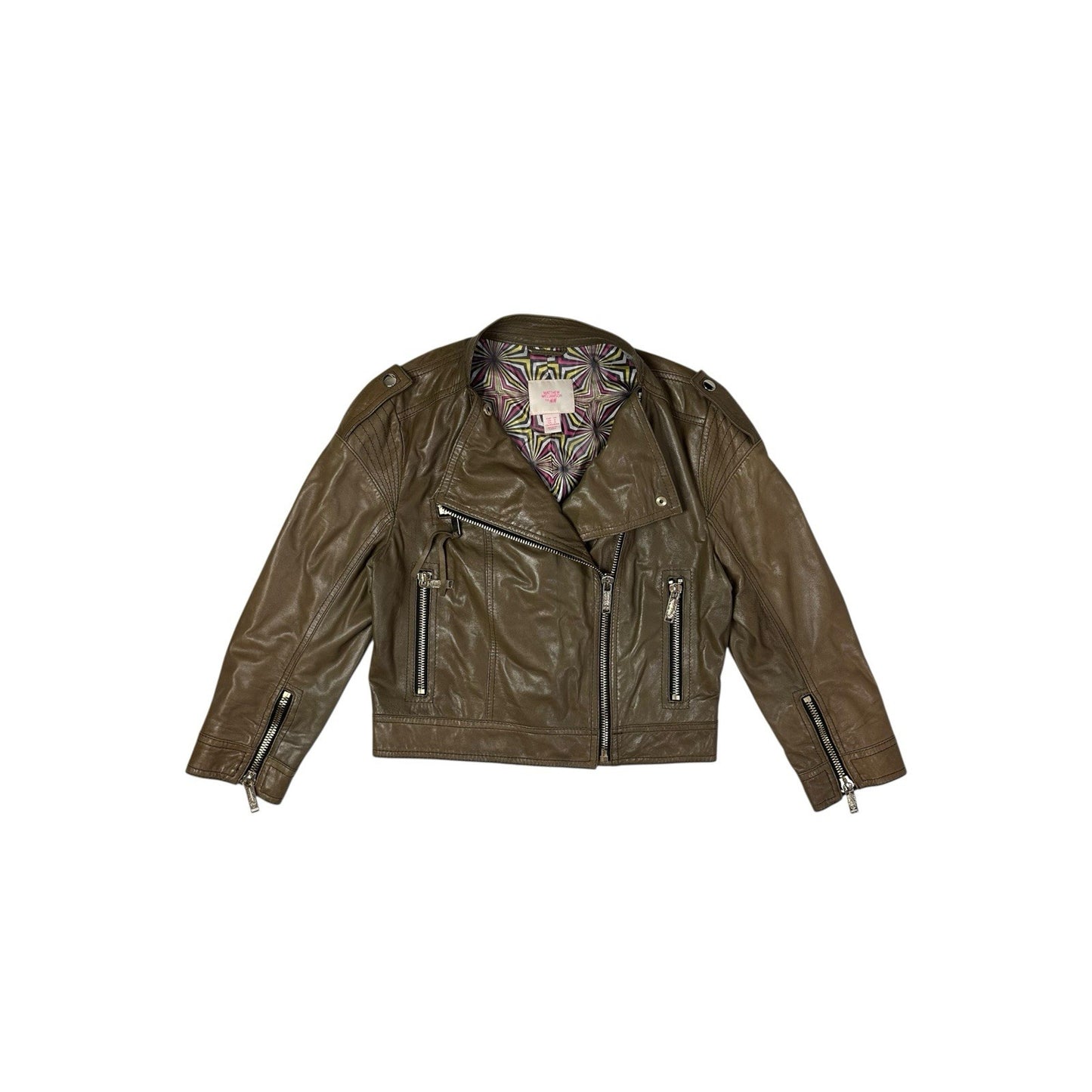 AW09 Matthew Williamson x H&M Leather Biker Jacket Brown Women’s Small
