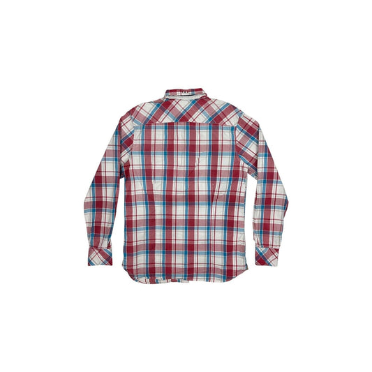 Napapijri Check Shirt Mens Medium Red White Blue Long Sleeve Slim Fit