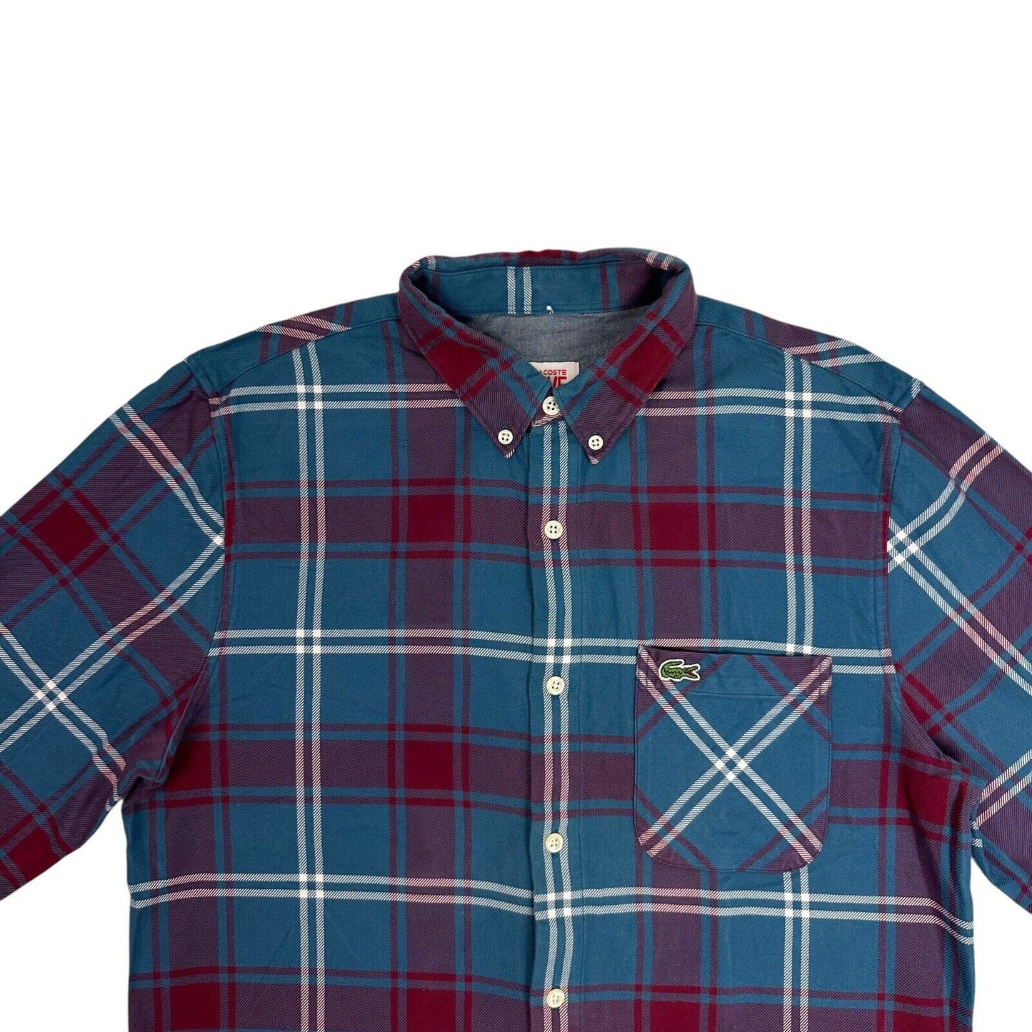 Lacoste Live Check Shirt Men’s Medium Blue And Red