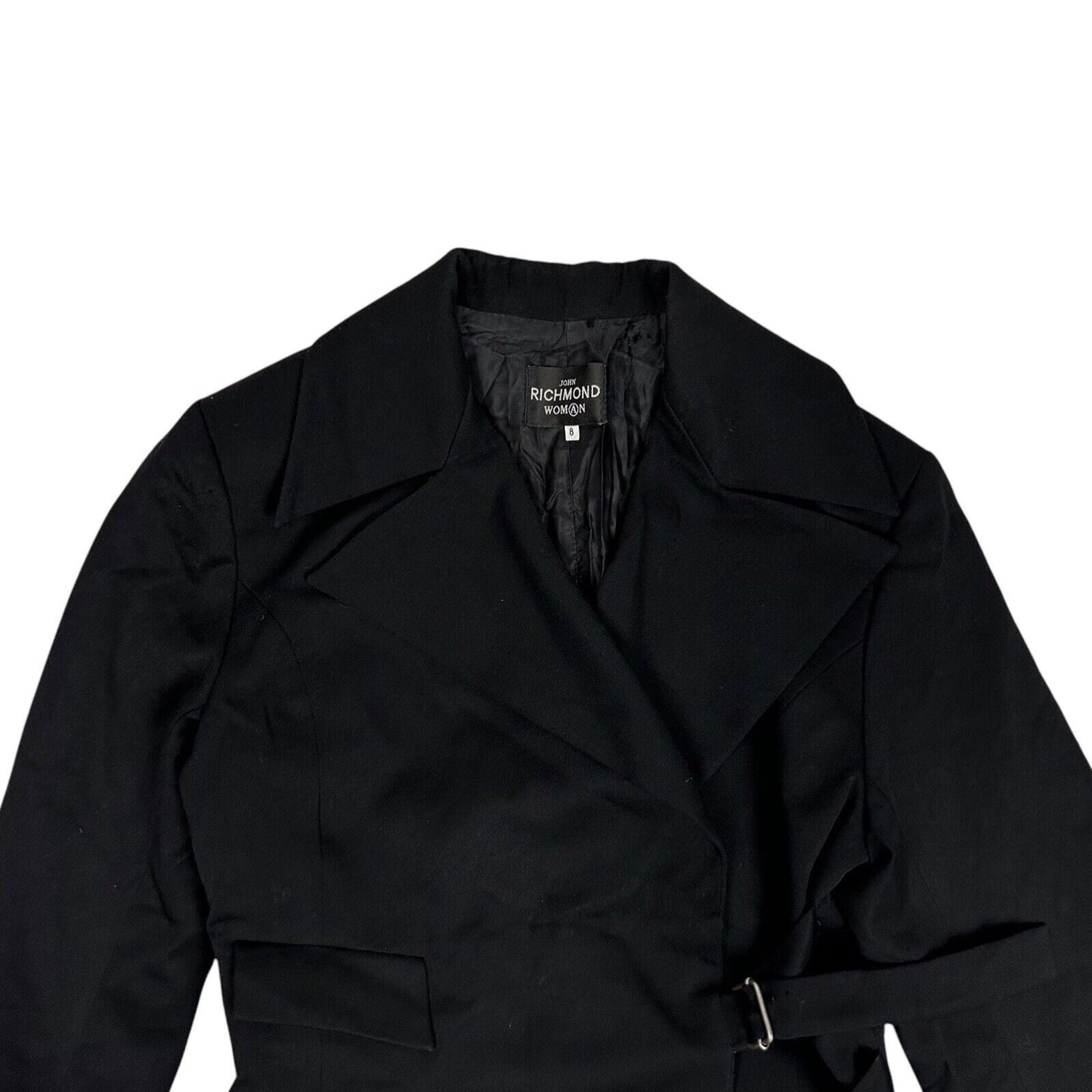 Vintage John Richmond Woman Black Wool Blazer Jacket UK8 Made In England