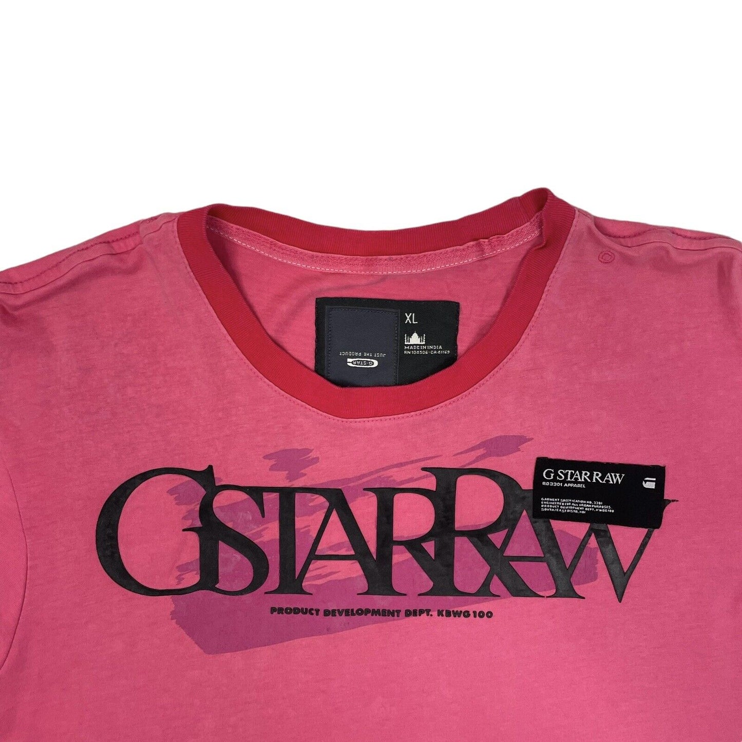00’s G-Star Graphic T-Shirt Pink Mens XL