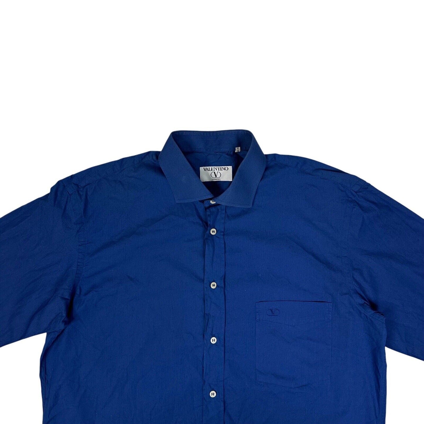 Vintage Valentino Long Sleeve Shirt Men’s Large Blue Embroidered