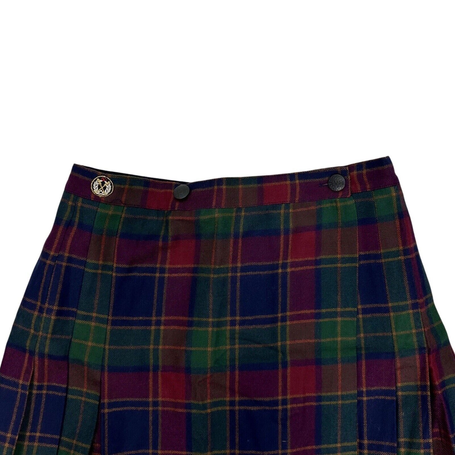 Vintage Valentino Sport Pleat Skirt 28w Red & Blue Tartan Made In Italy NWT 80’s