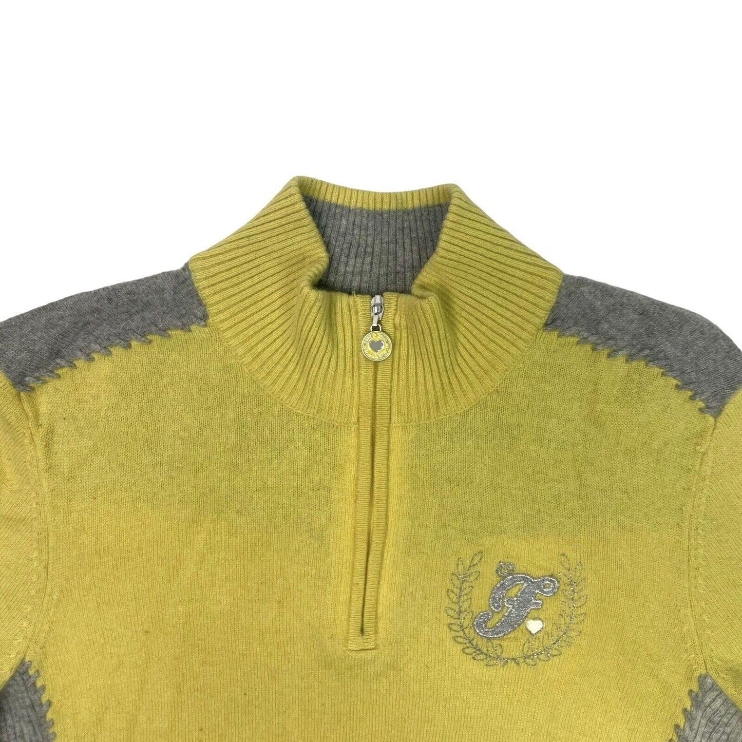 Fila Golf Zip Neck Jumper Womens Small Yellow Wool Blend