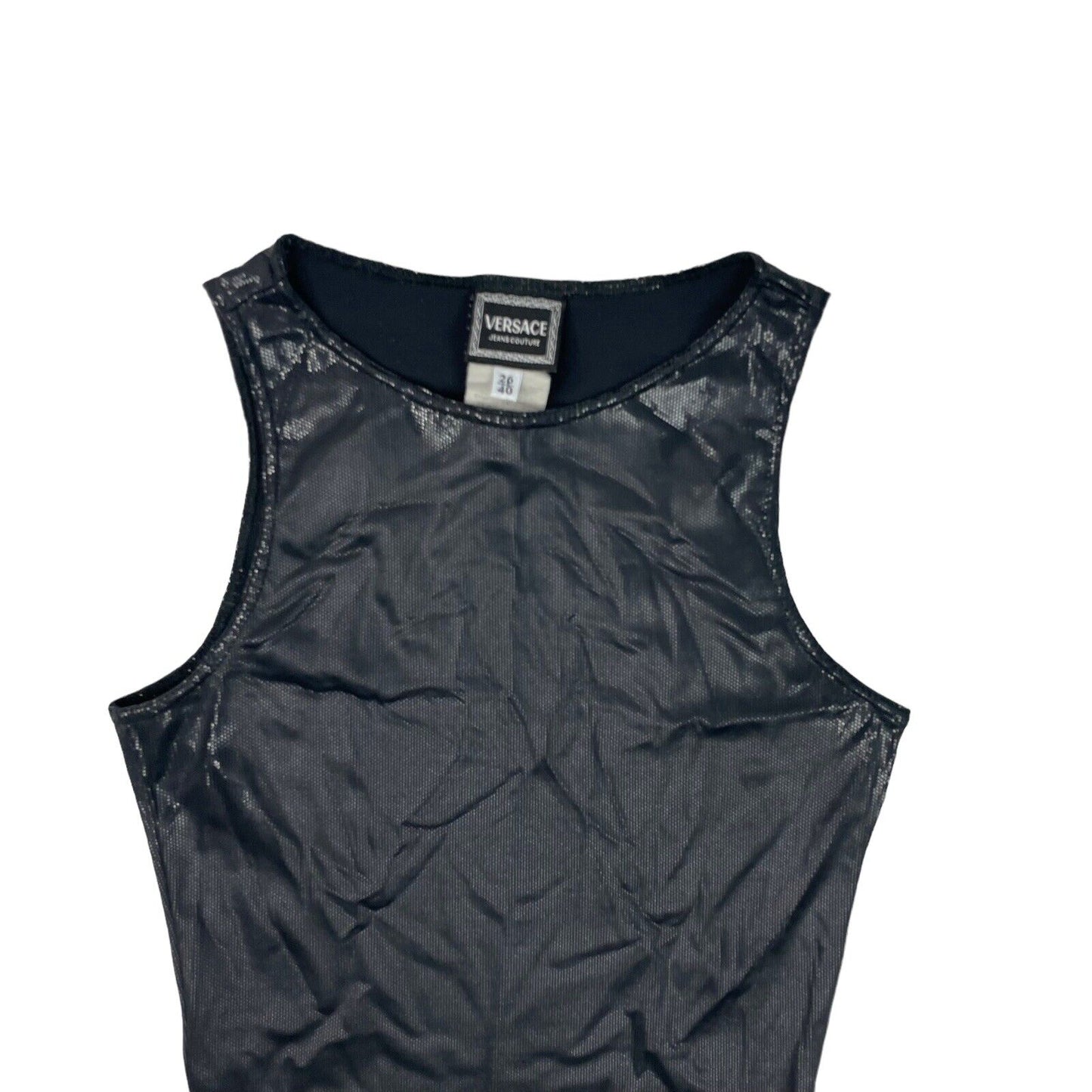 Vintage Versace Jeans Couture Slim Dress Black With Shimmer Women’s XS