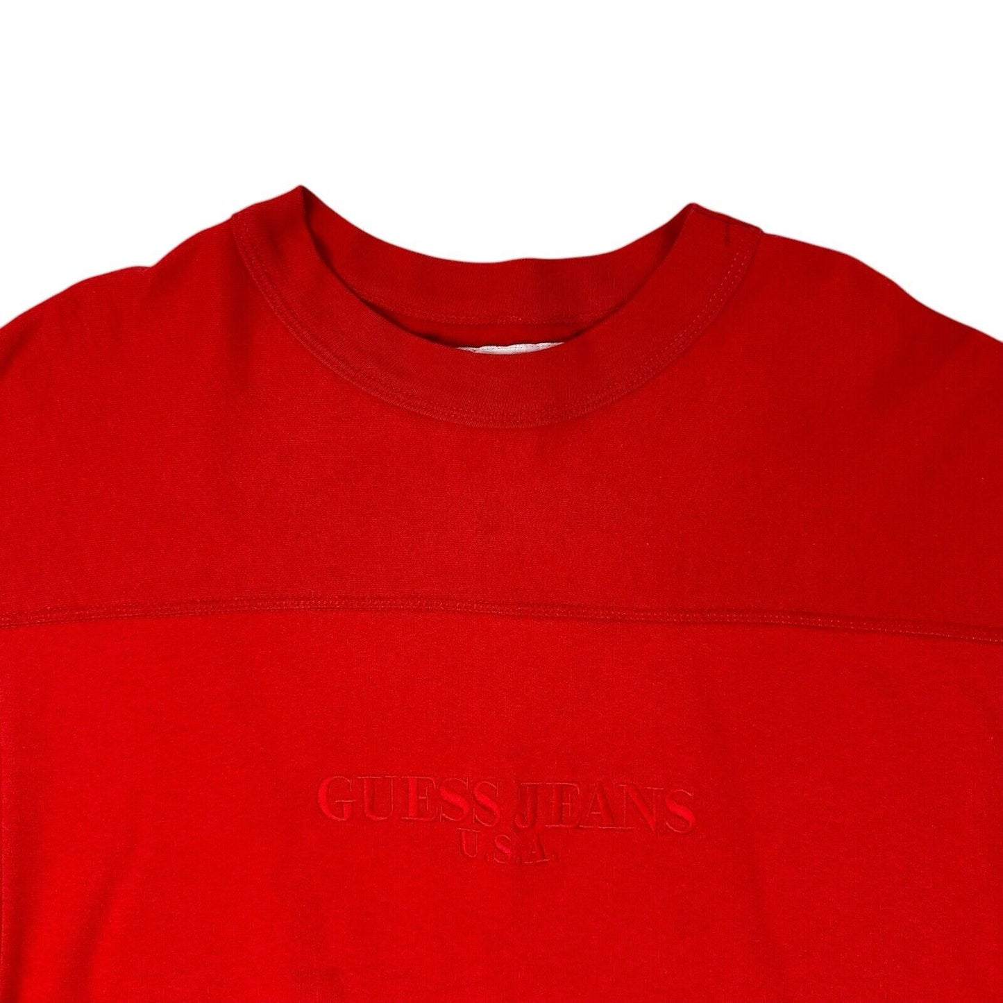 Vintage Guess Jeans USA Logo Sweater Red Medium 80s Georges Marciano Made In USA