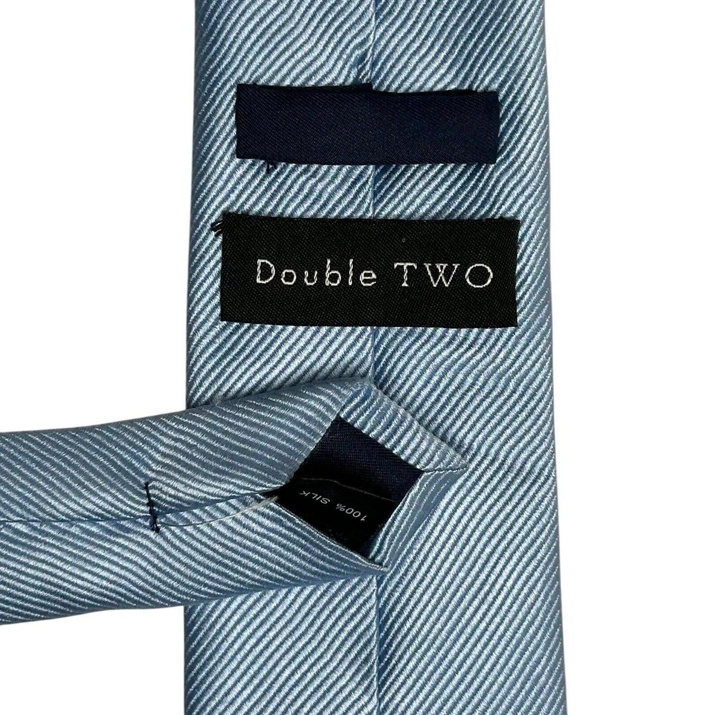 Vintage Double Two Subtle Stripe Blue Silk Tie
