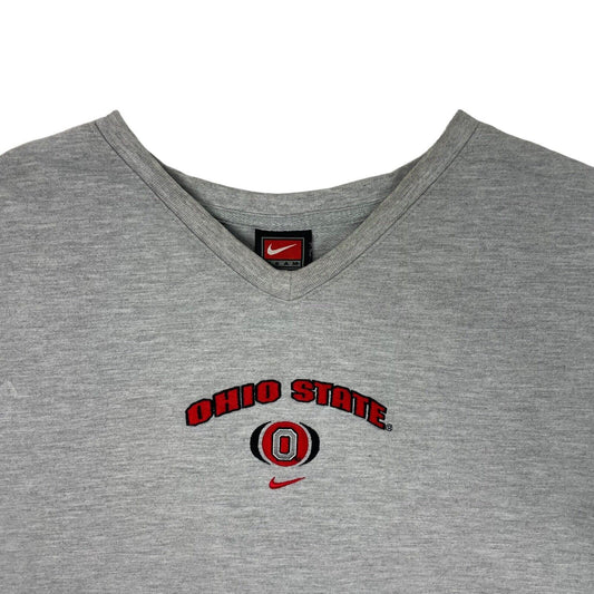 Vintage Ohio State Nike Team Jumper Men's Medium Grey V-Neck Mini Centre Swoosh 90s