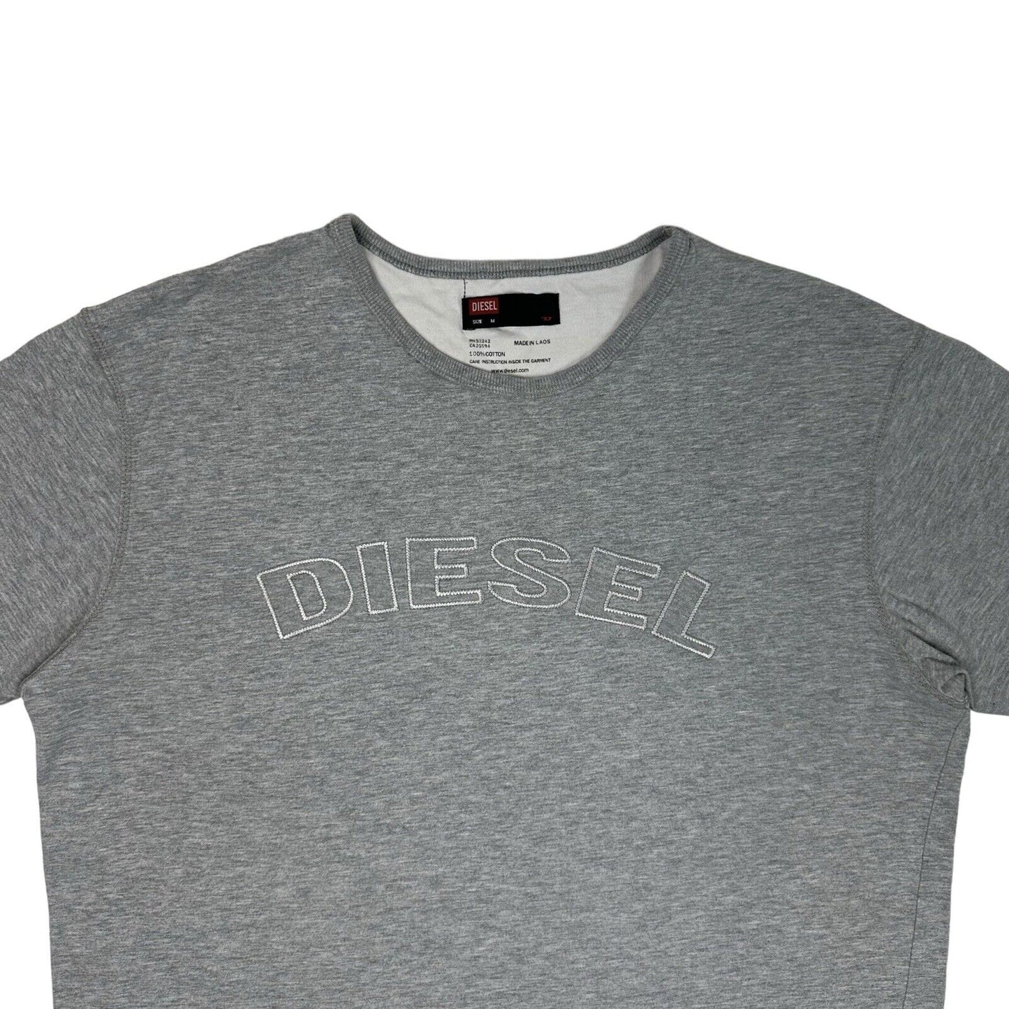 00’s Diesel T-Shirt Grey Mens Medium Embroidered Logo