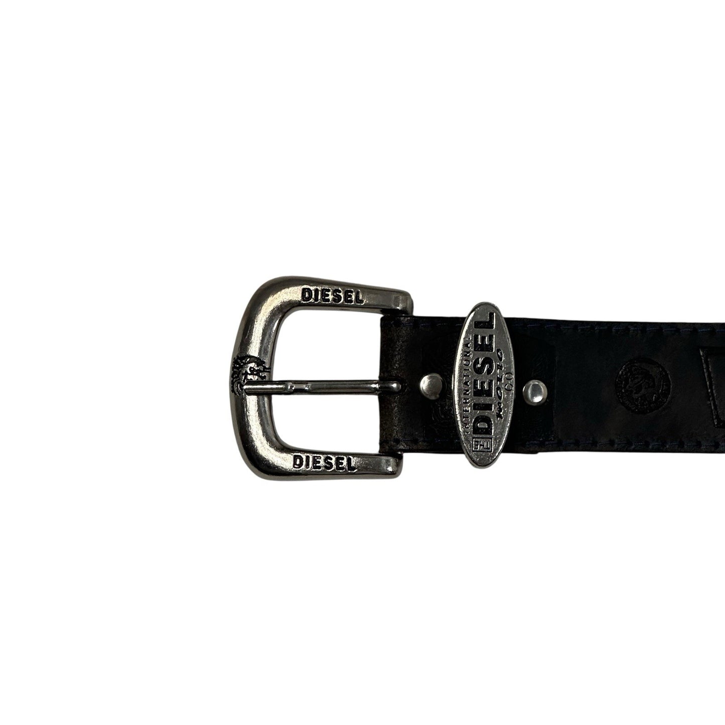 Vintage Diesel Leather Belt Black Embossed Detail
