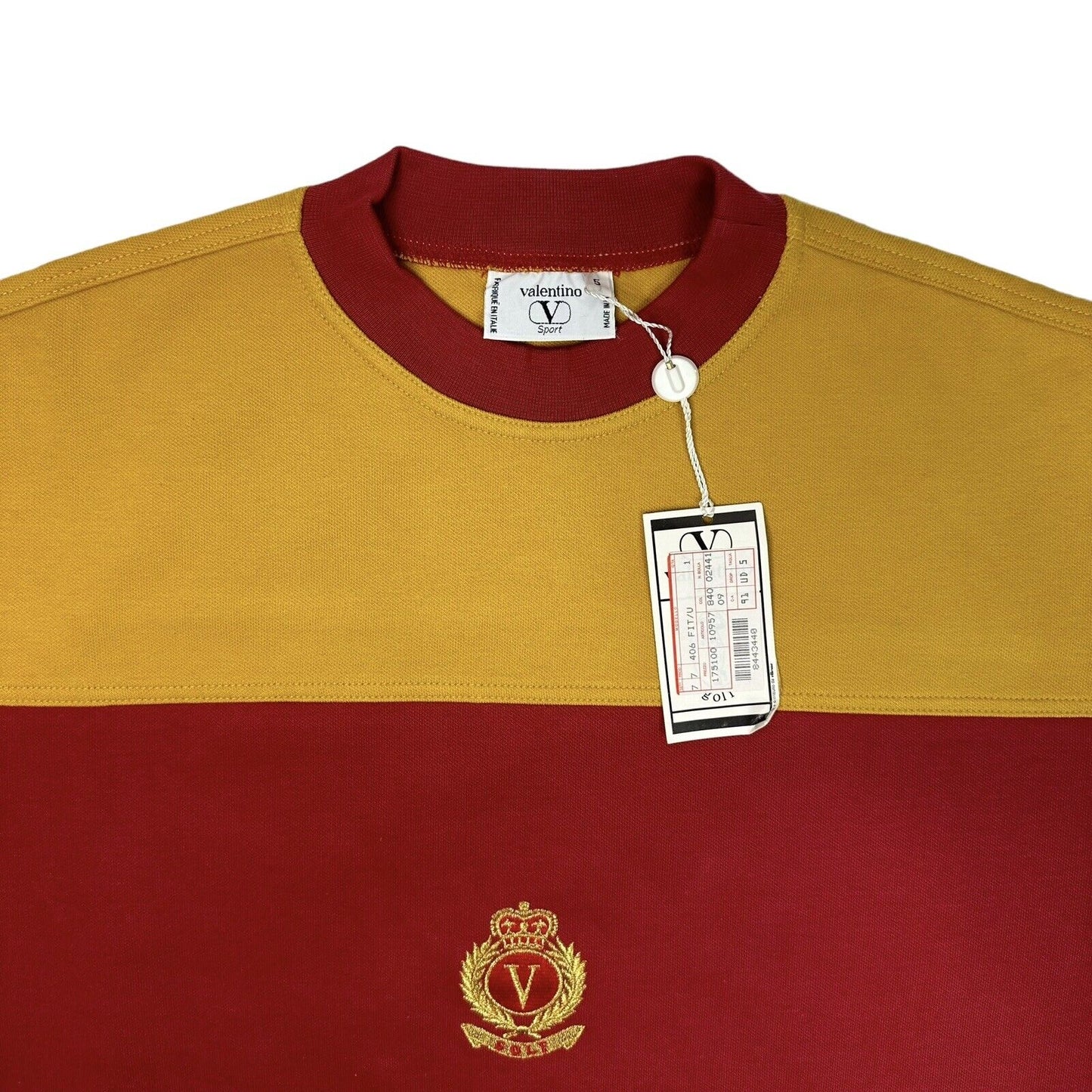 Vintage Valentino Sport Jumper Mustard And Red Men’s Large Made In Italy NWT 80’s