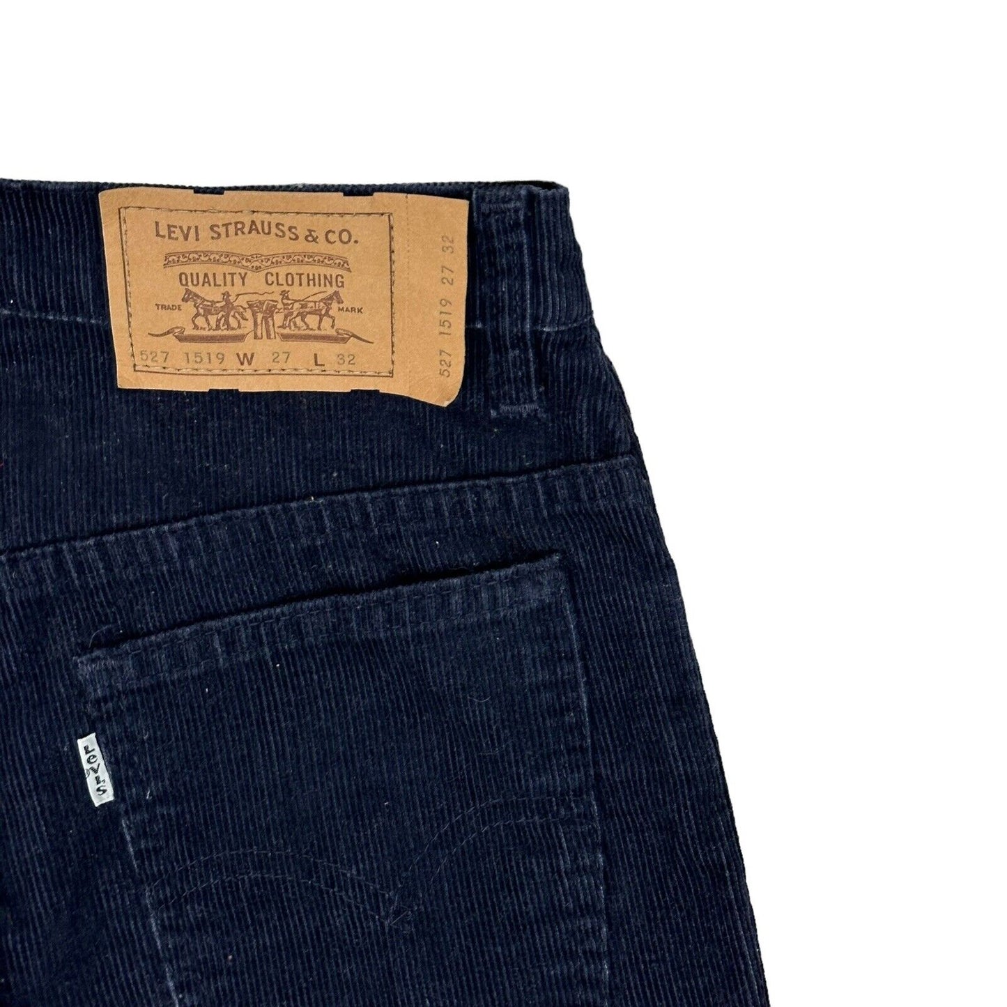 70’s Vintage Levi’s 527 Corduroy Trouser 26w 31l Navy Made In UK Talon Zipper