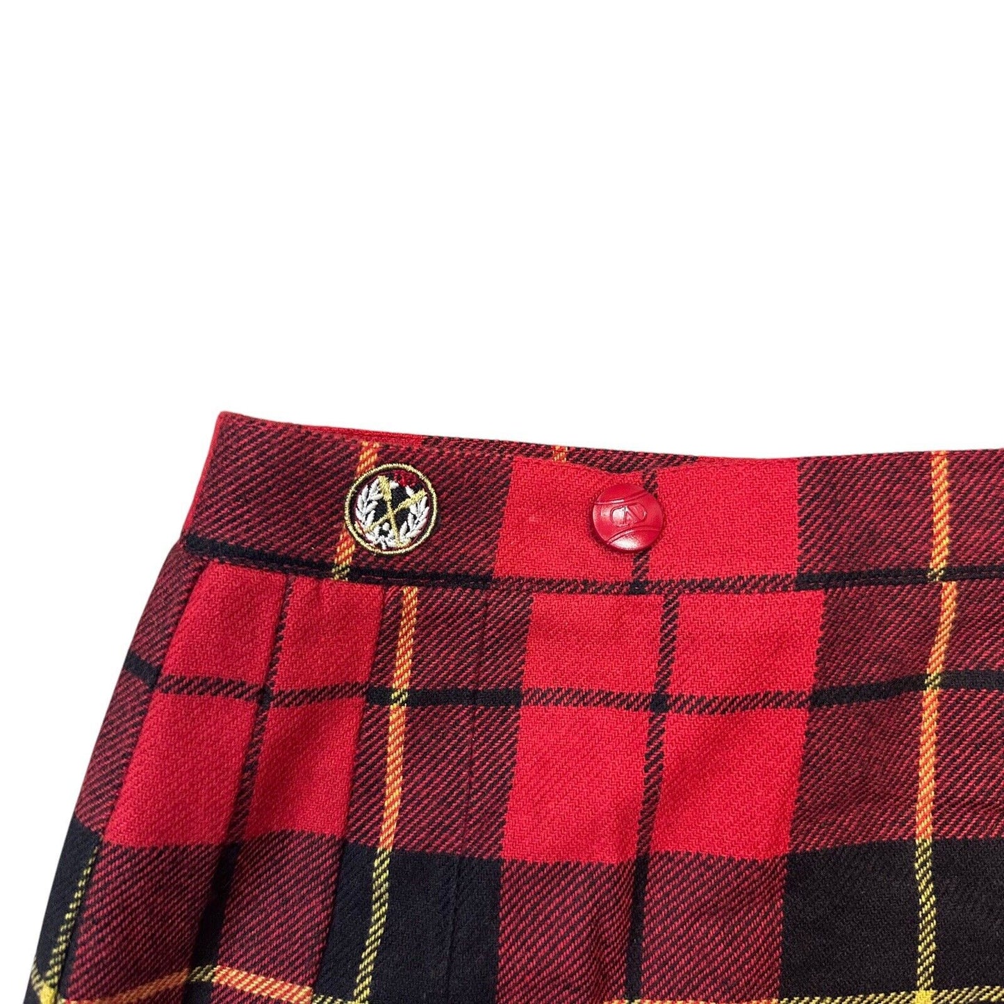 Vintage Valentino Sport Pleat Skirt 26w Red Black Tartan Made In Italy NWT 80’s