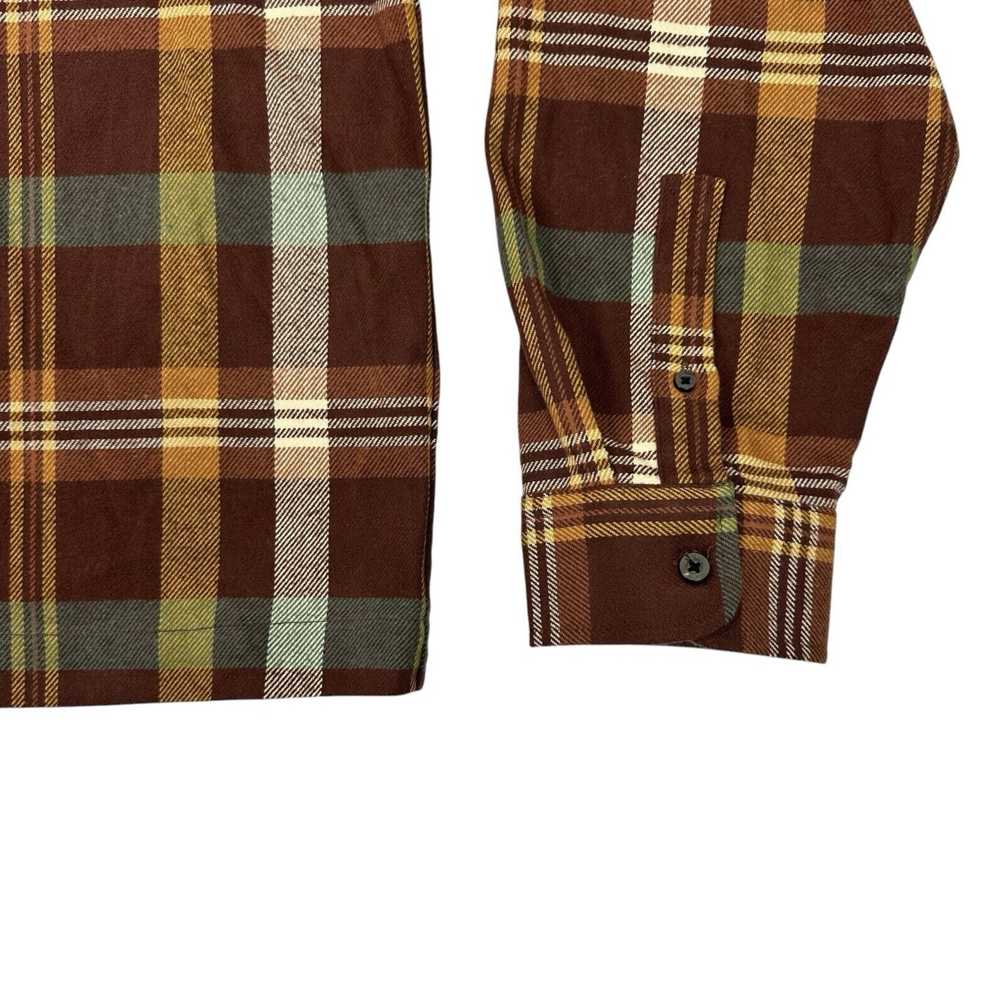 Zanerobe Plaid Overshirt Mens Medium Brown, Yellow And Green