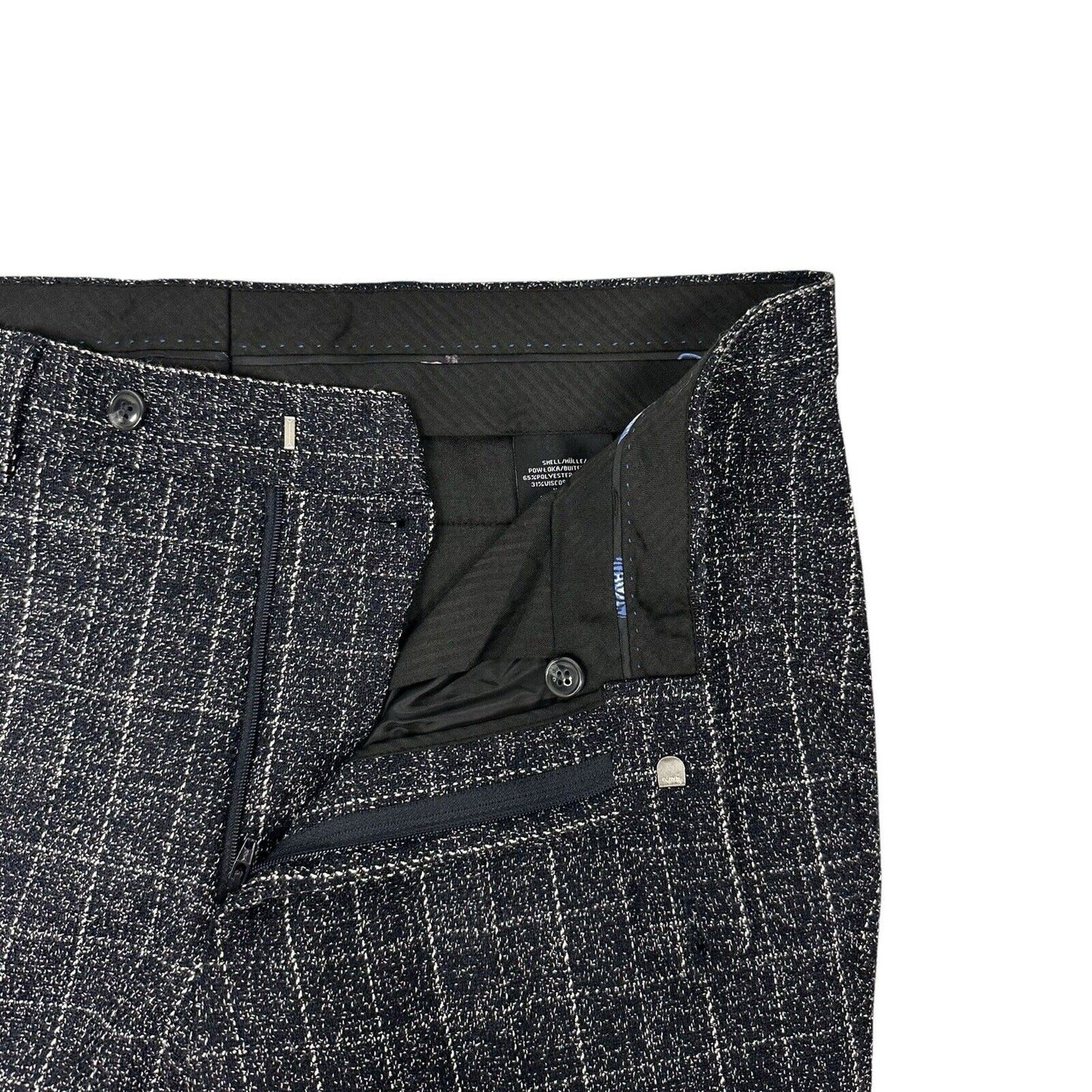 Gianni Feraud Slim Leg Check Wool Trousers 34w 32l Men’s Grey Black