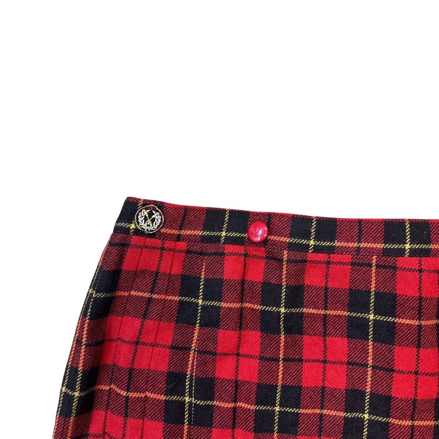 Vintage Valentino Sport Pleat Skirt 28w Red Black Tartan Made In Italy NWT 80’s