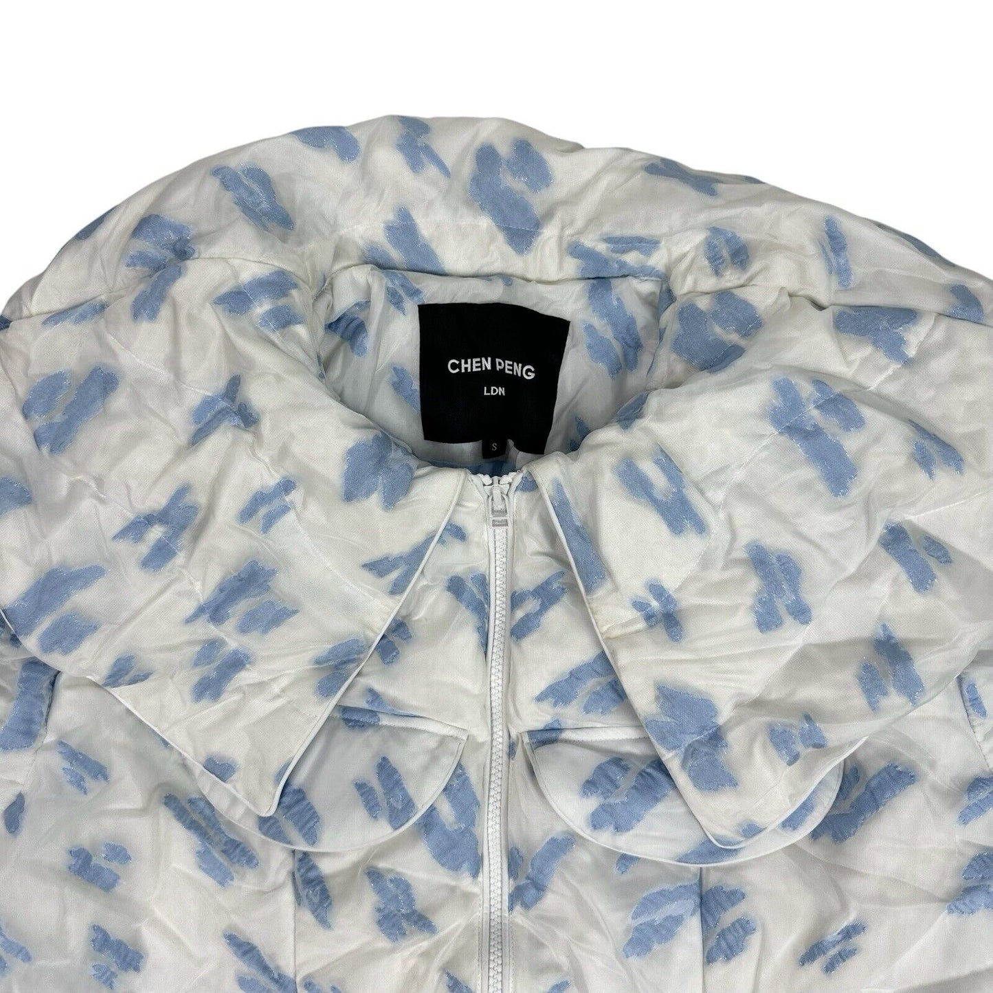 AW21 Chen Peng Blue Fairy Down Jacket Womens Small Blue And White