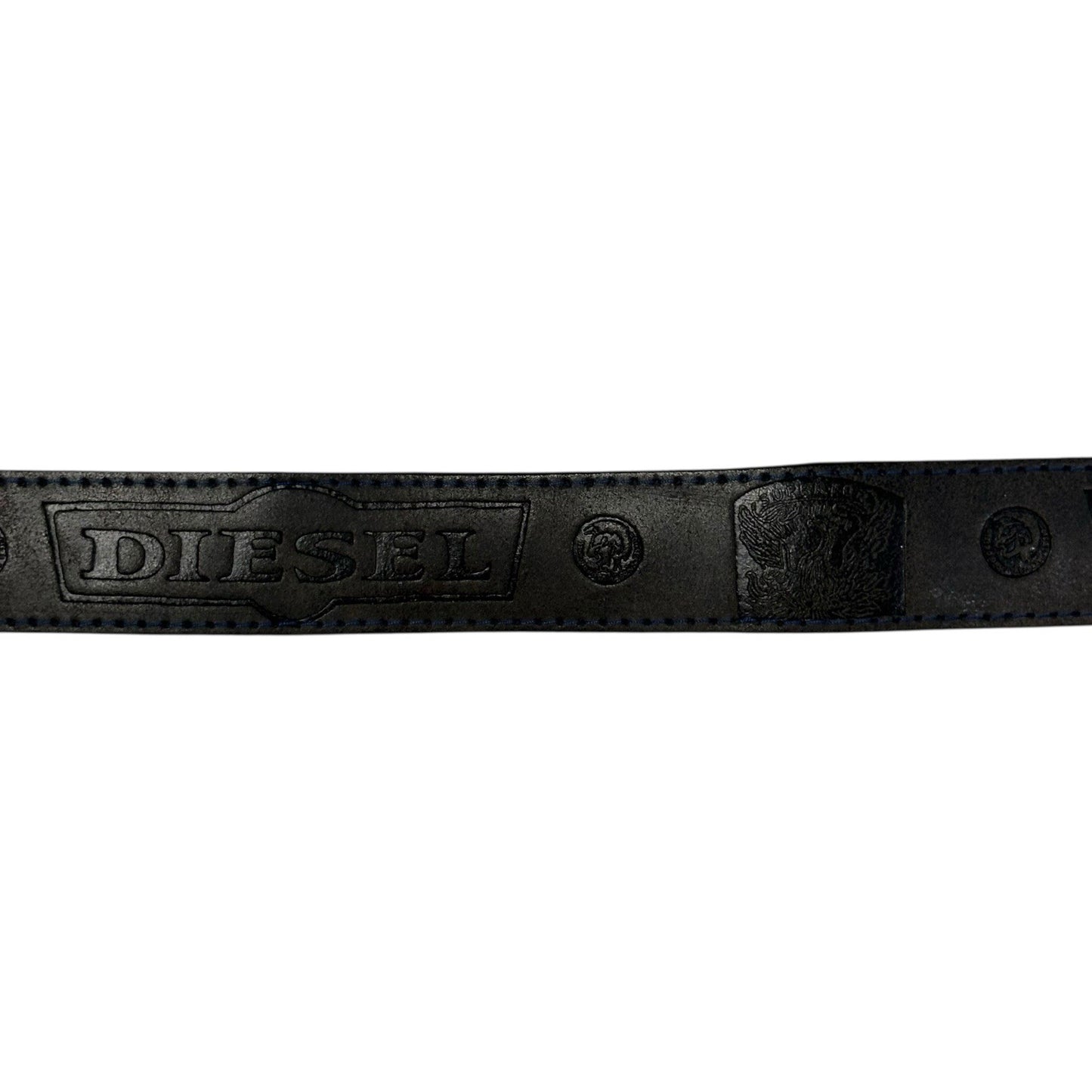 Vintage Diesel Leather Belt Black Embossed Detail