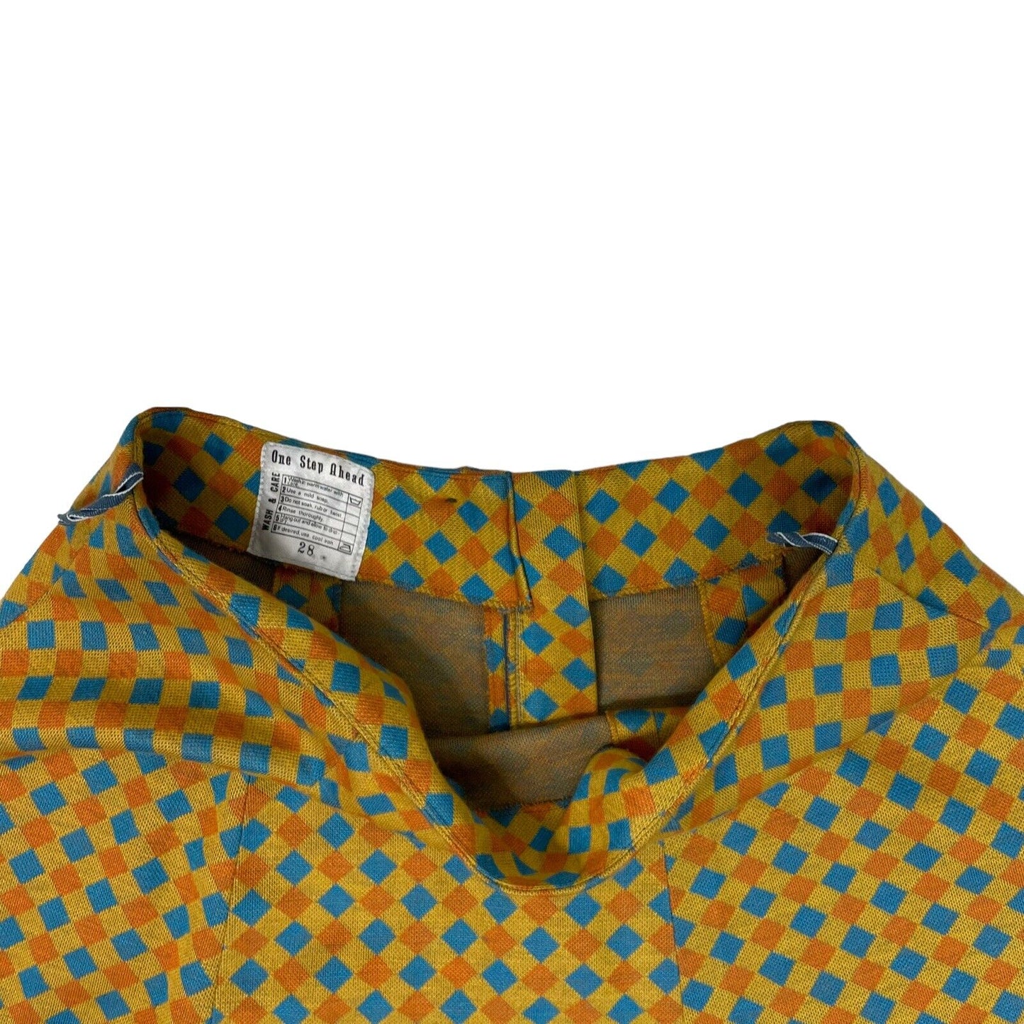 Vintage 1970’s One Step Ahead Long Skirt Multicoloured Square Design 28w