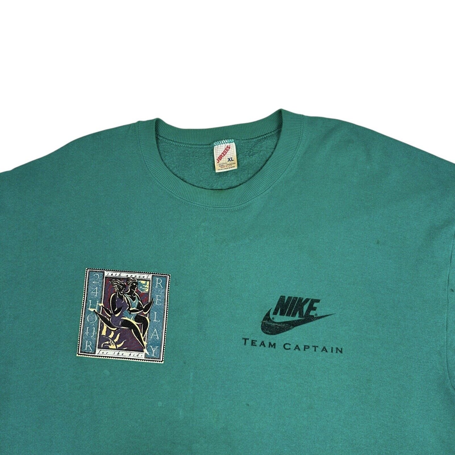 1984 Vintage Nike Sweater 16th Annual Hawaii Relay Green Made In USA Screen Star