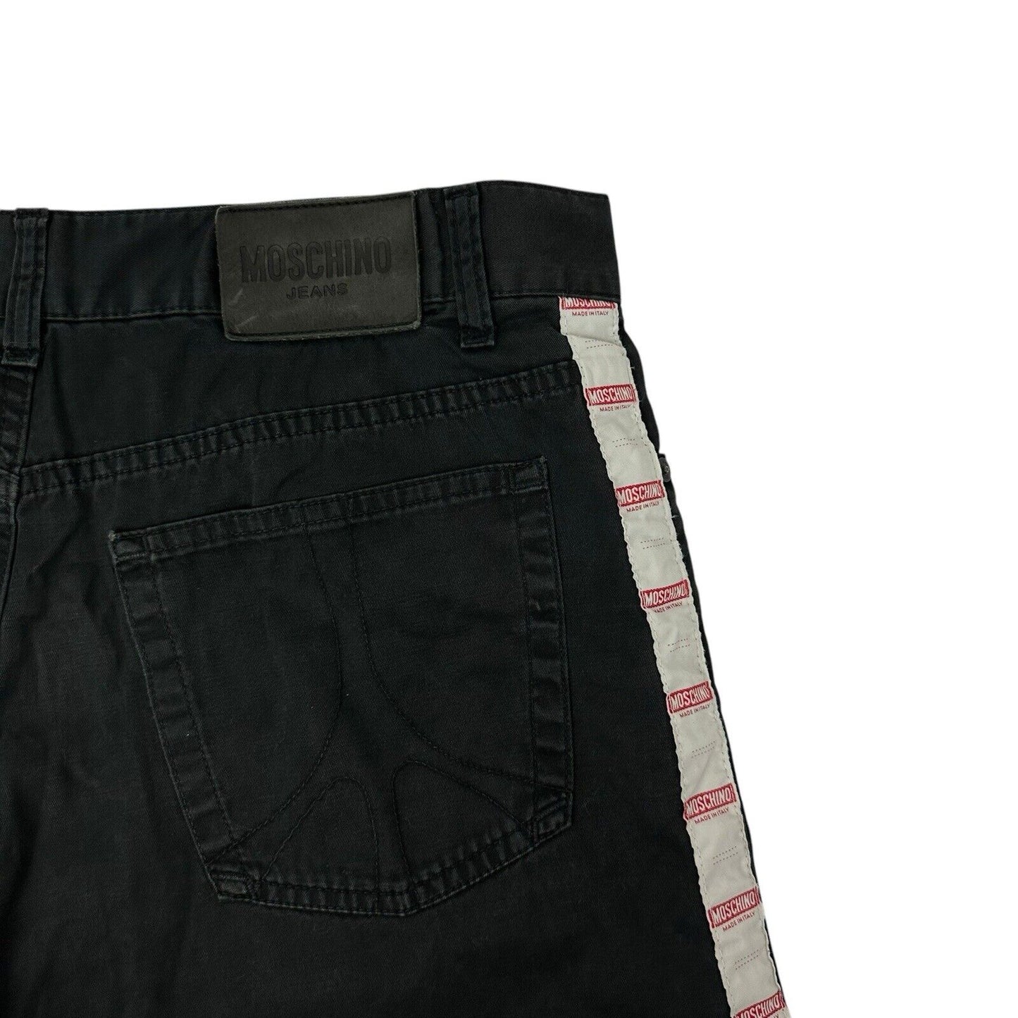 Vintage Moschino Tape Logo Trousers Made In Italy Black 34w 30l