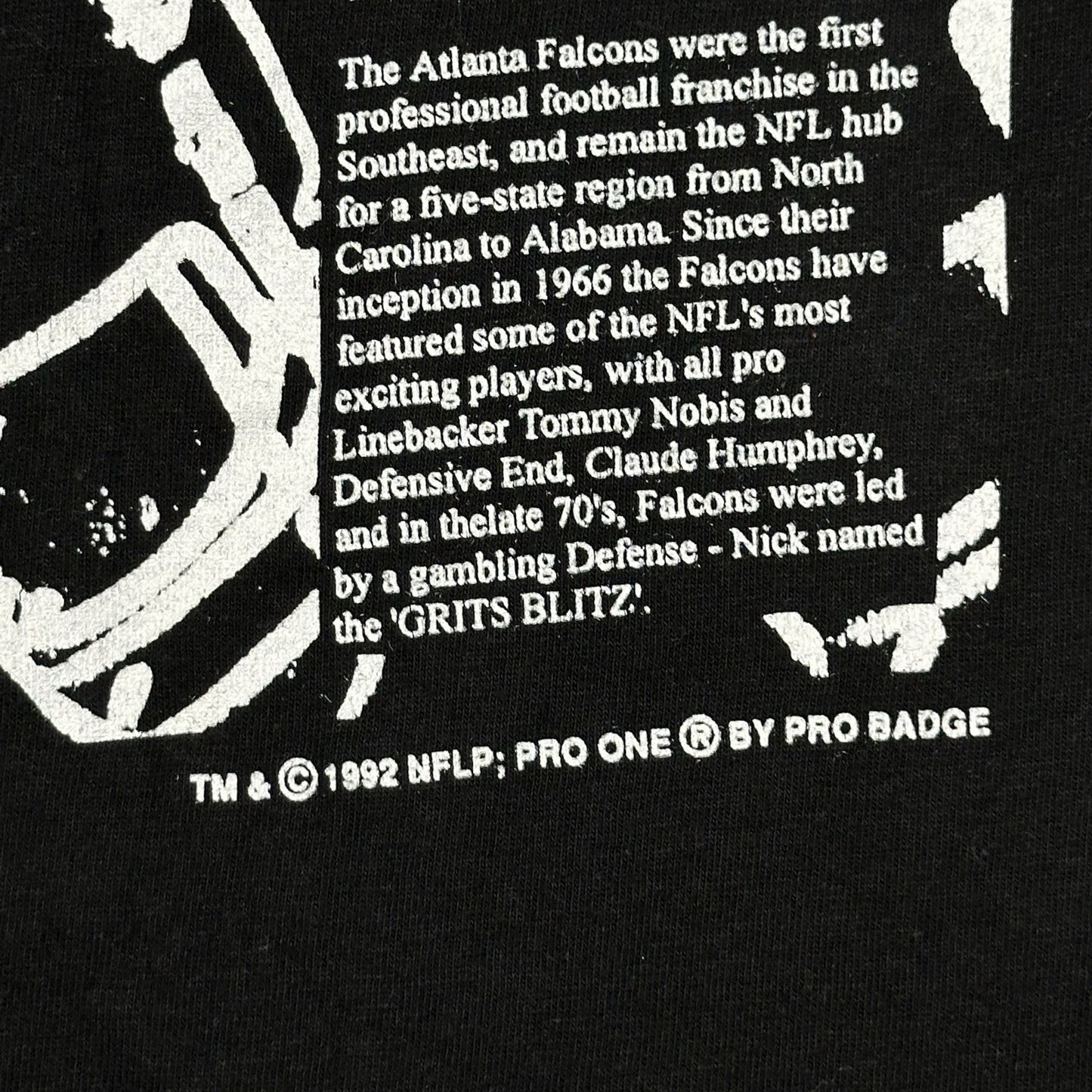 Vintage Atlanta Falcons Team NFL Black T-Shirt Men’s Large Pro Badge 90’s