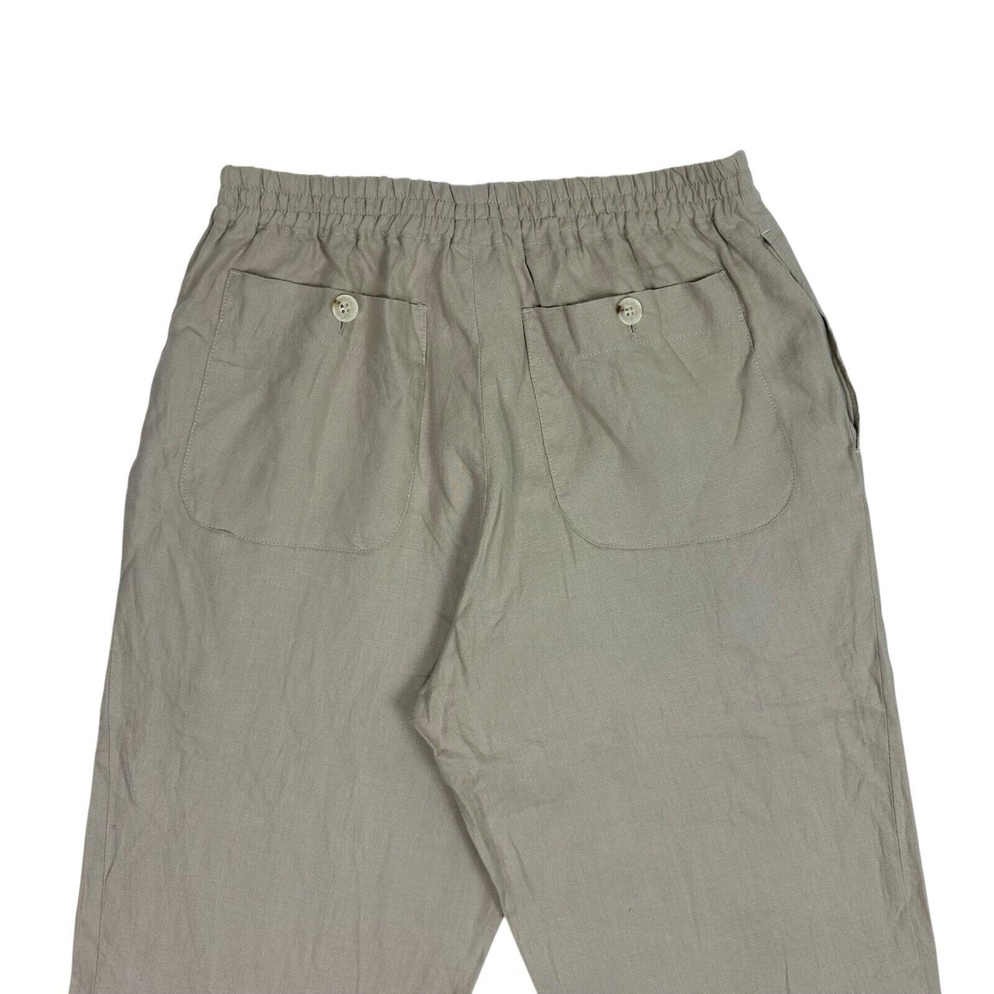 Vintage Kenzo Homme Beige Linen Trousers Men’s Medium Adjustable Waist