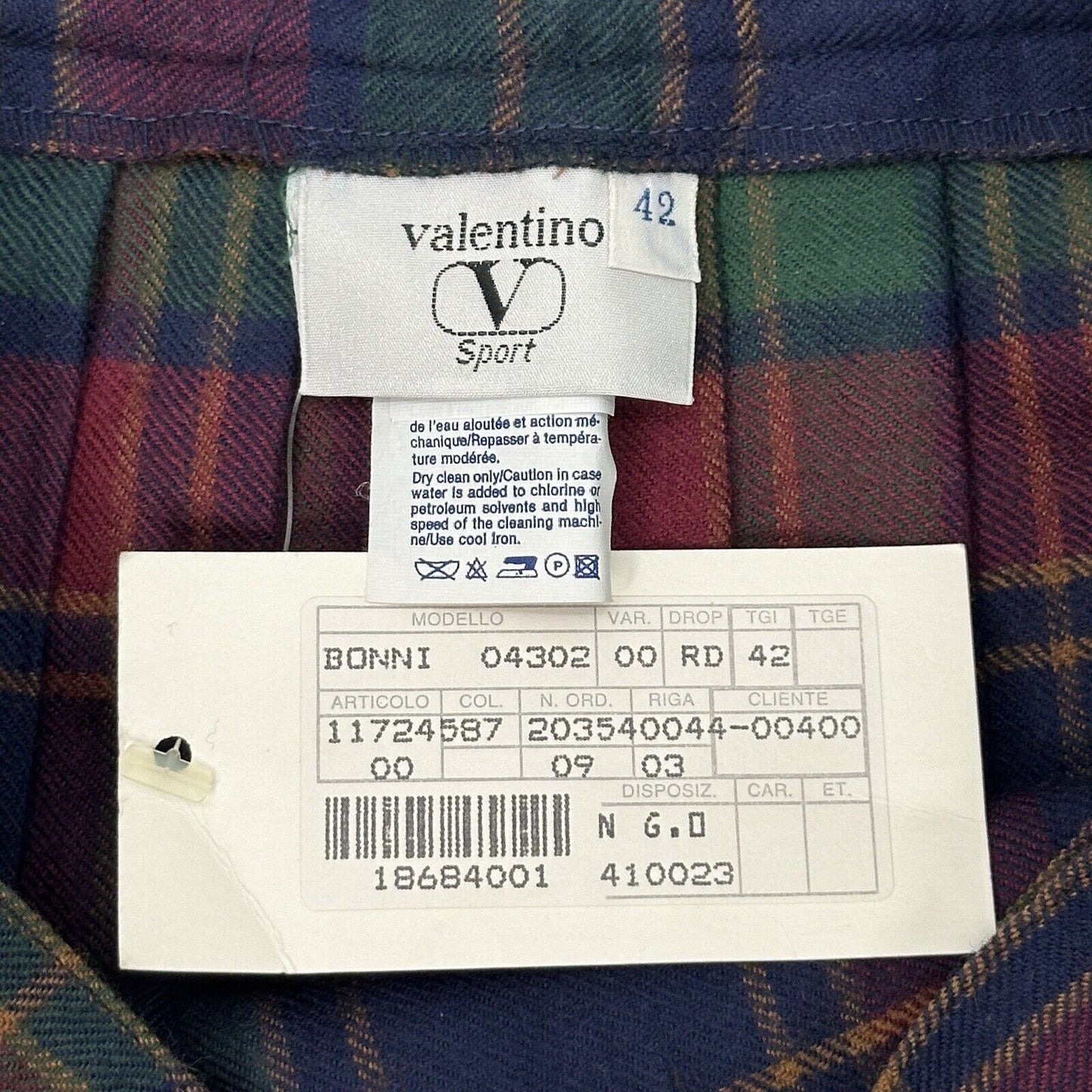 Vintage Valentino Sport Pleat Skirt 28w Red & Blue Tartan Made In Italy NWT 80’s