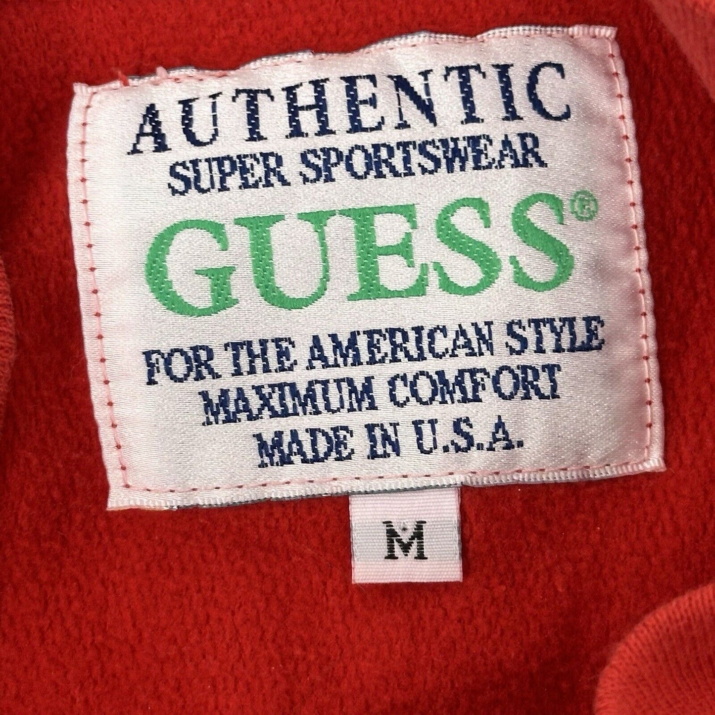 Vintage Guess Jeans USA Logo Sweater Red Medium 80s Georges Marciano Made In USA