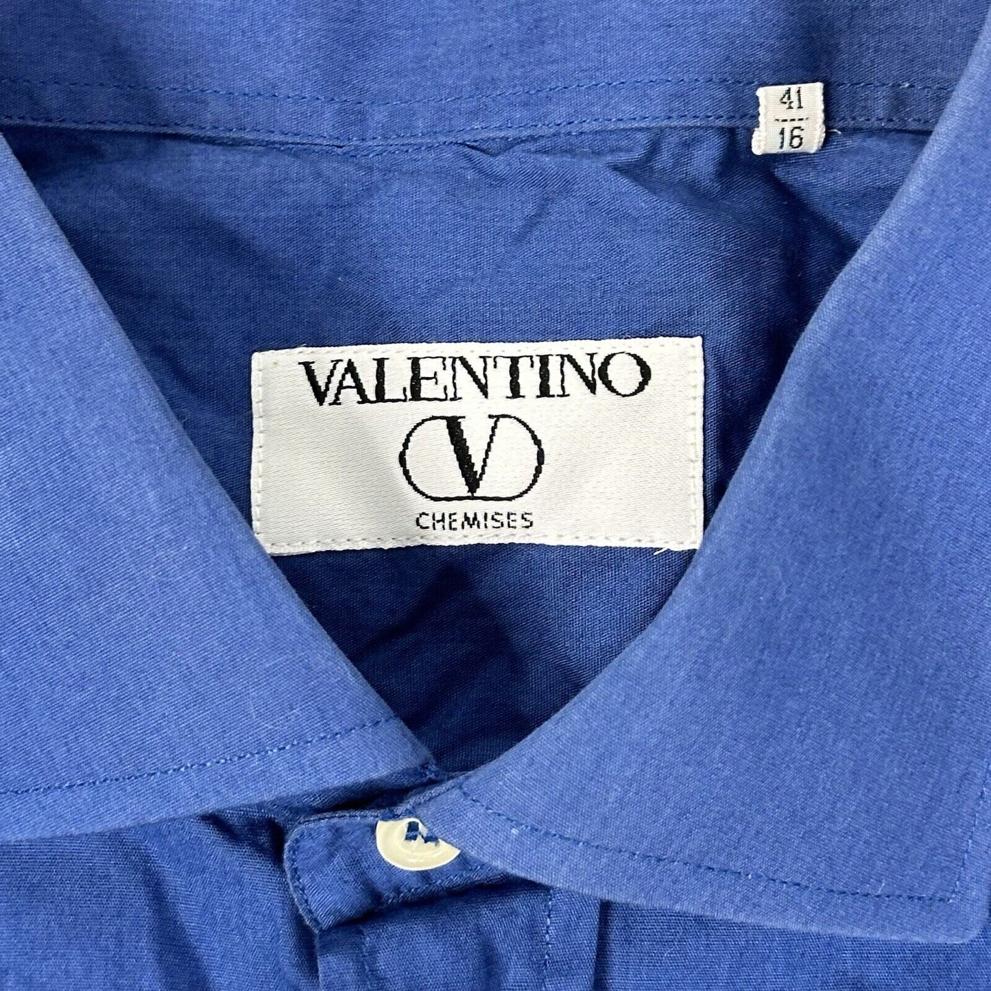 Vintage Valentino Long Sleeve Shirt Men’s Large Blue Embroidered