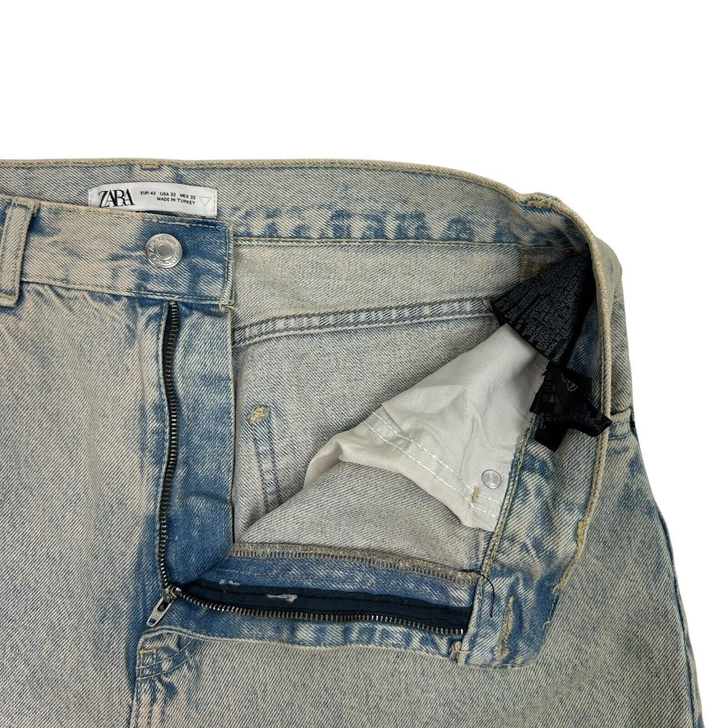 Zara Oversized Baggy Jeans Men’s 32w 30l Faded Blue Distressed