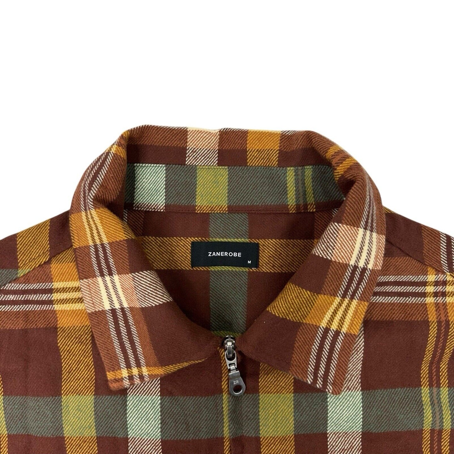 Zanerobe Plaid Overshirt Mens Medium Brown, Yellow And Green