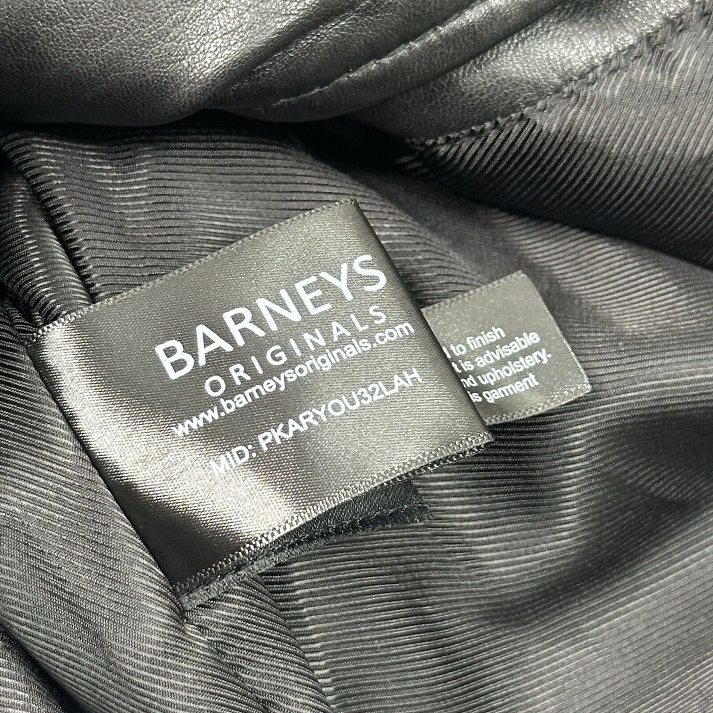 Barneys Originals Leather Biker Jacket Black Mens Medium