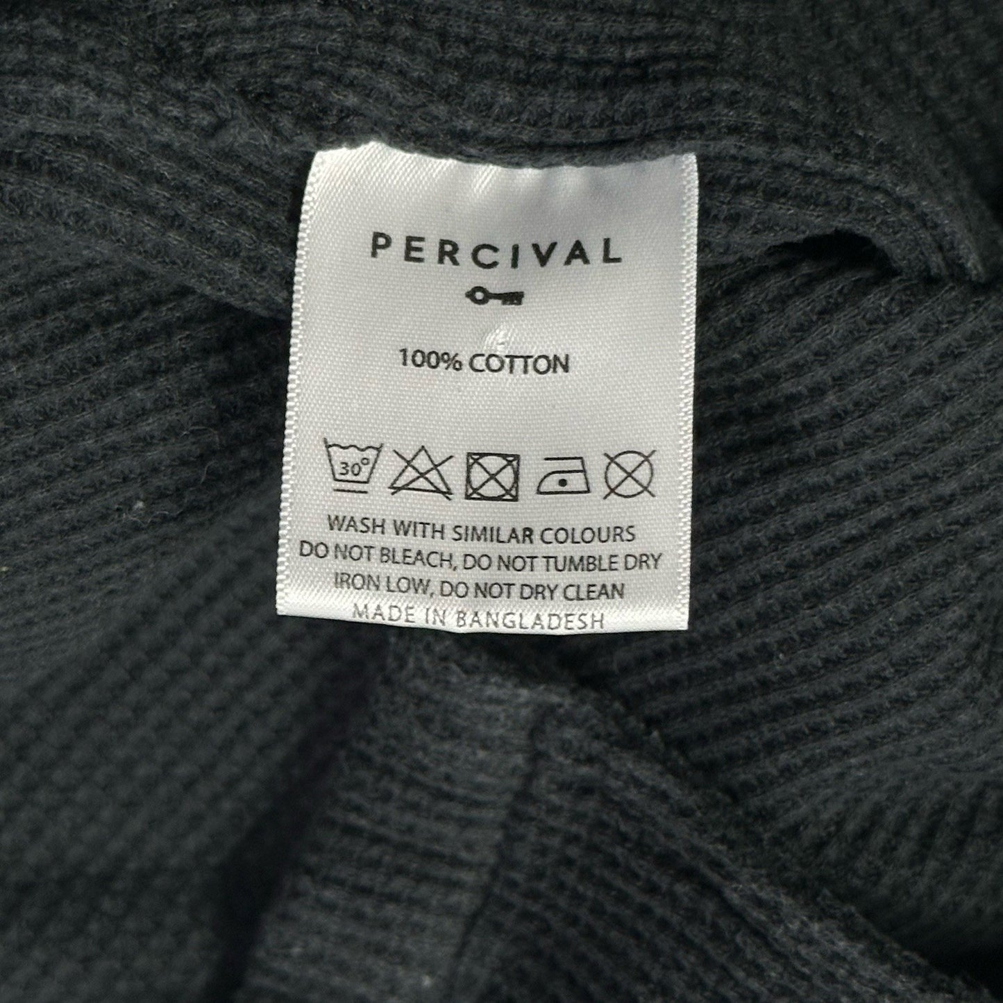 Percival Cuban Collar Shirt Black Waffle Design Men’s XL