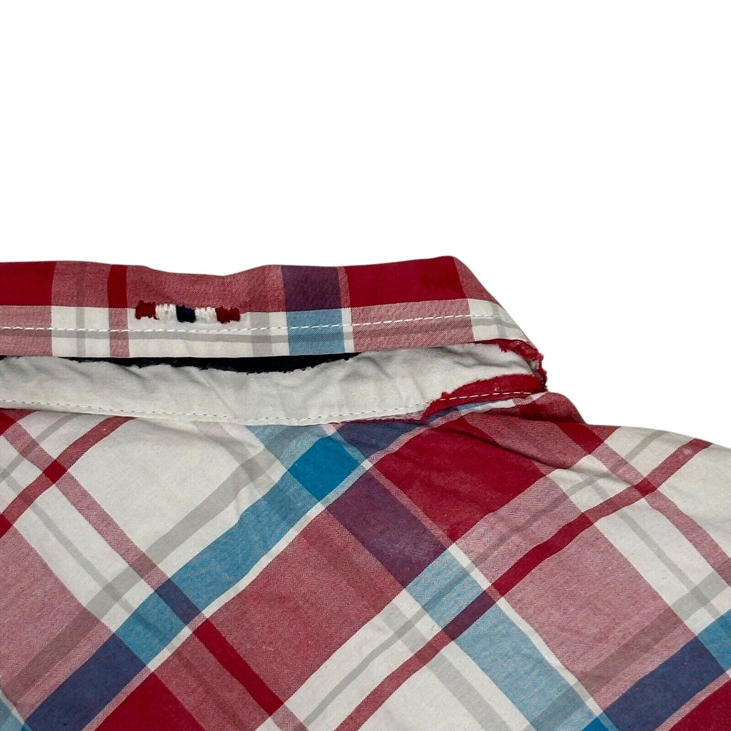 Napapijri Check Shirt Mens Medium Red White Blue Long Sleeve Slim Fit