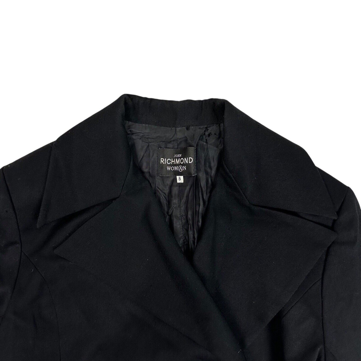 Vintage John Richmond Woman Black Wool Blazer Jacket UK8 Made In England