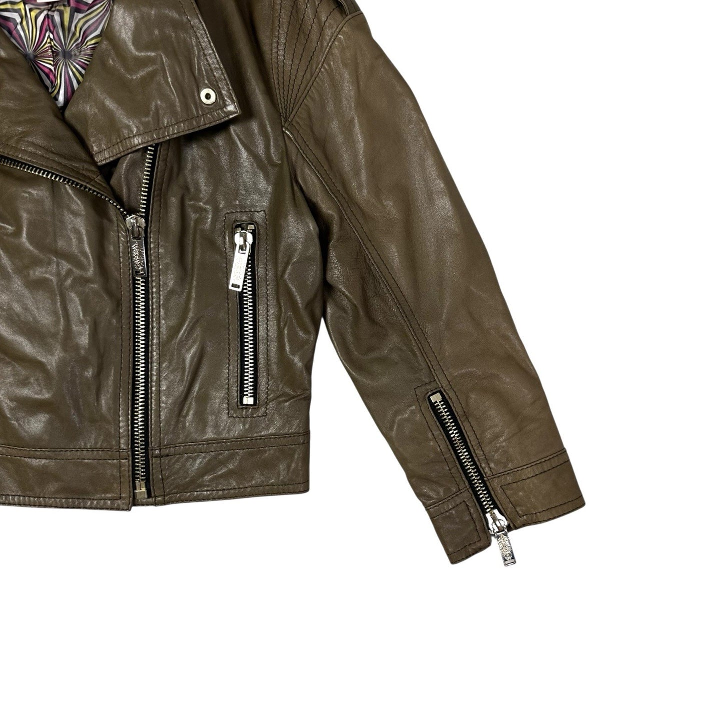 AW09 Matthew Williamson x H&M Leather Biker Jacket Brown Women’s Small