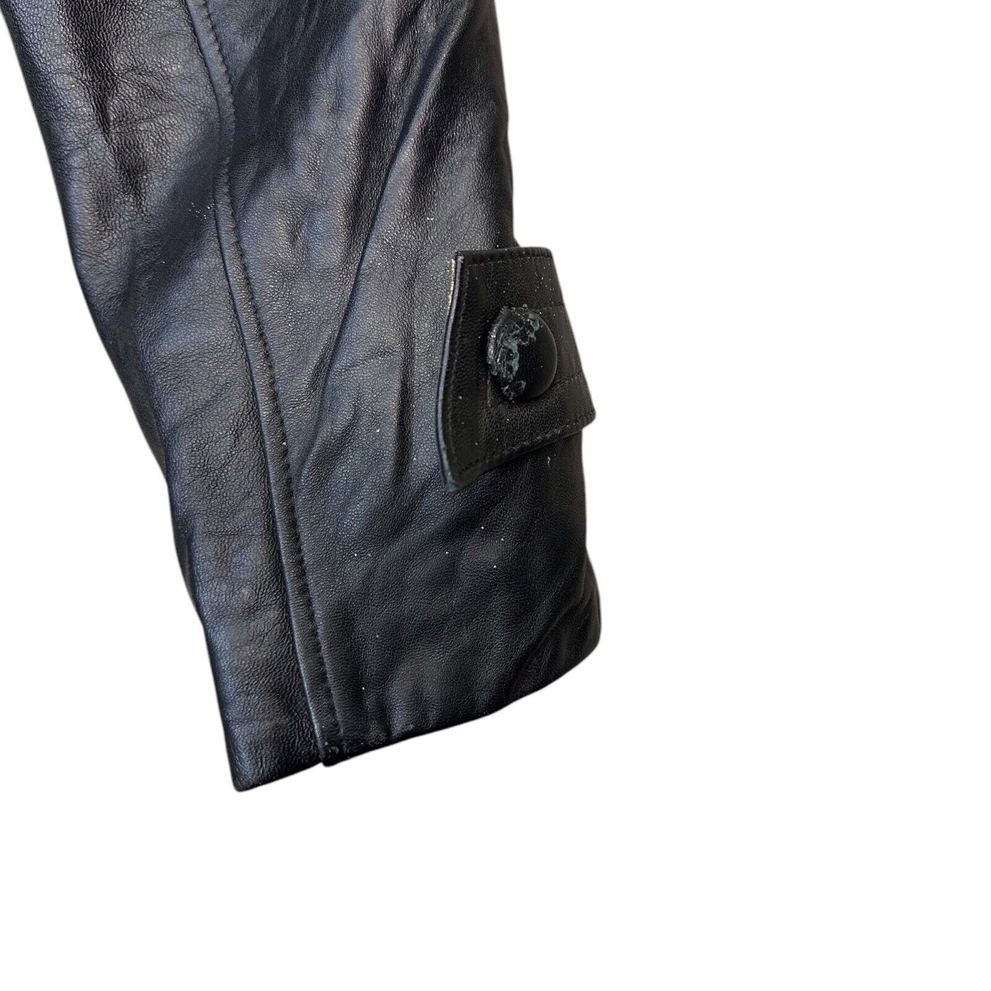 Vintage Camanchi Leather Trench Coat Black Unisex Large Made In UK Deadstock NWT