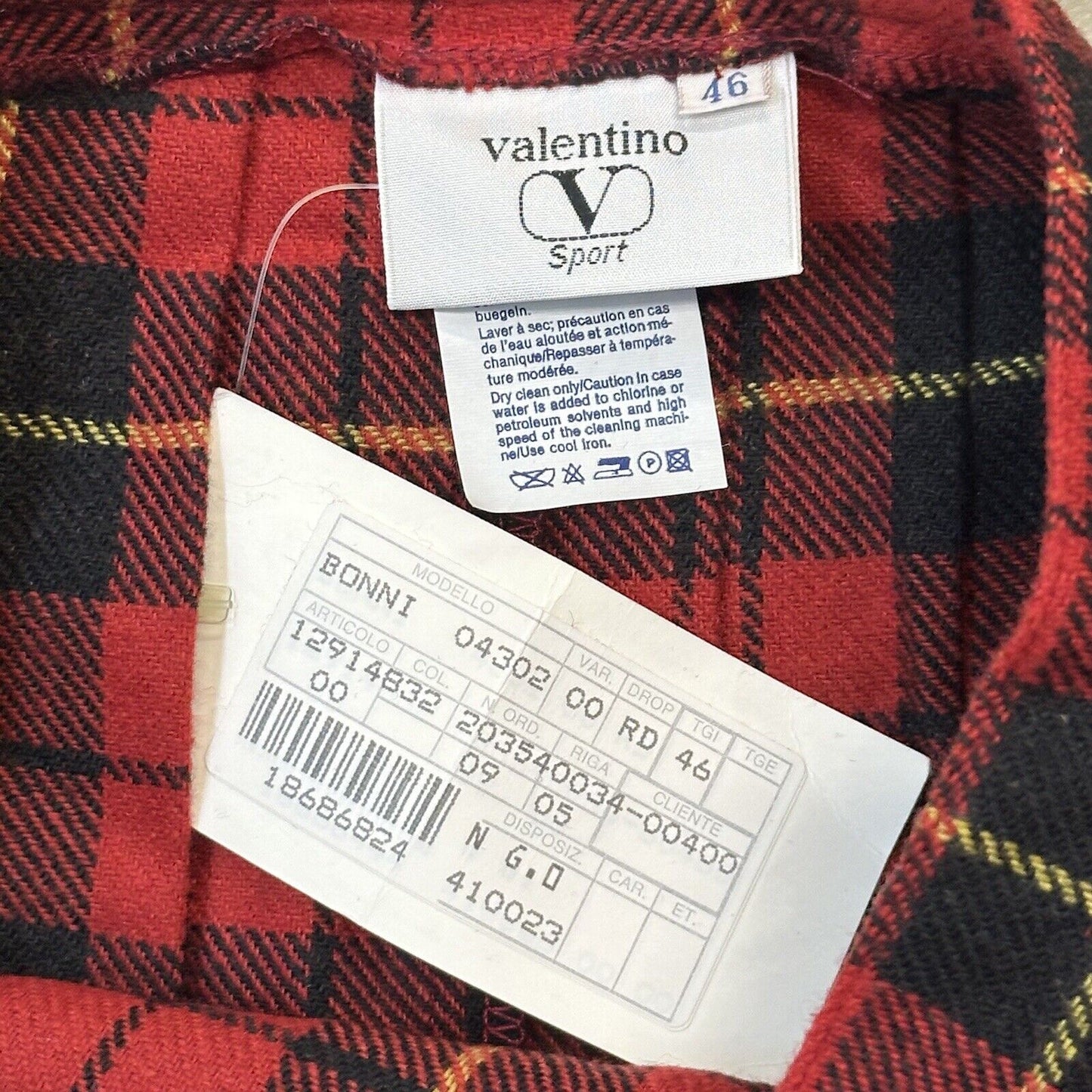 Vintage Valentino Sport Pleat Skirt 28w Red Black Tartan Made In Italy NWT 80’s
