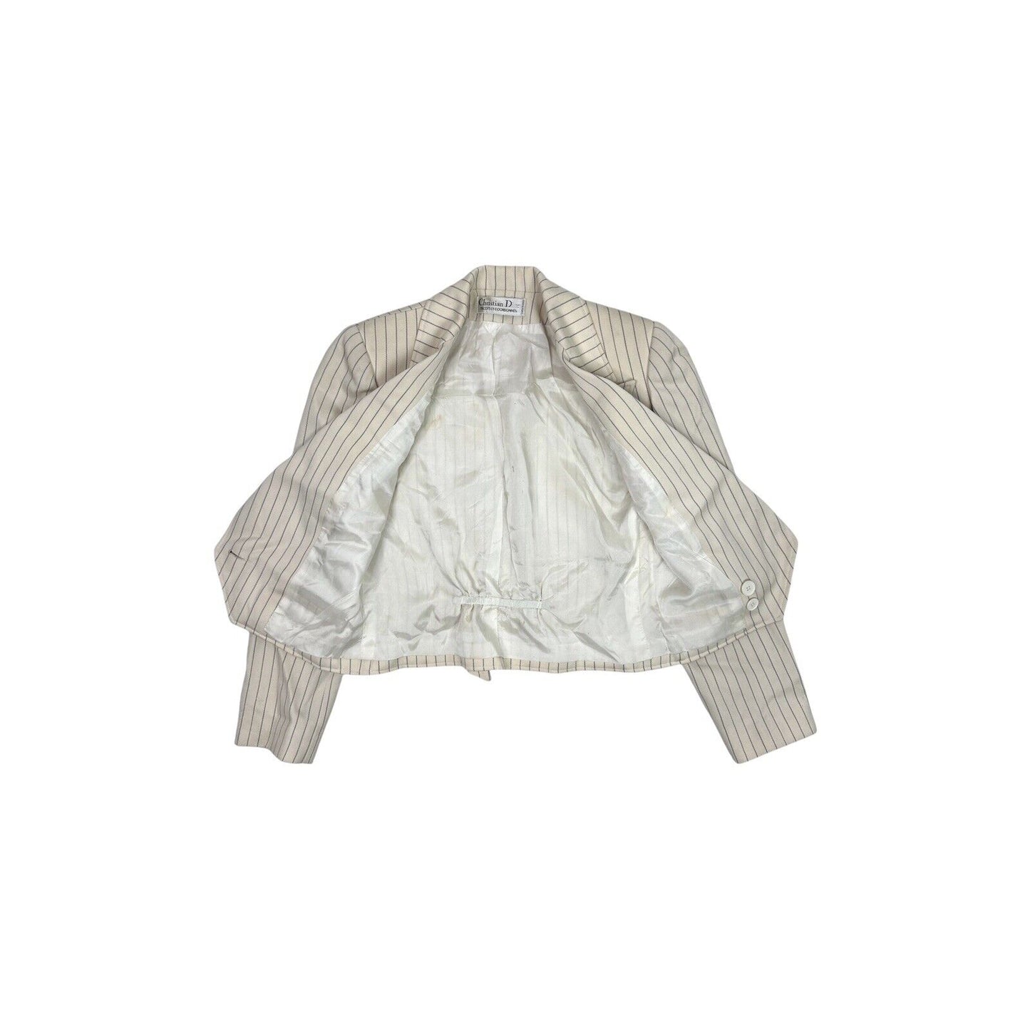 Vintage Christian Dior Suit Set Women’s Small Pin Stripe Cream Made In France
