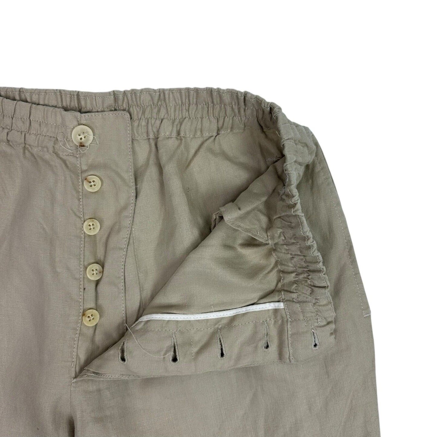 Vintage Kenzo Homme Beige Linen Trousers Men’s Medium Adjustable Waist