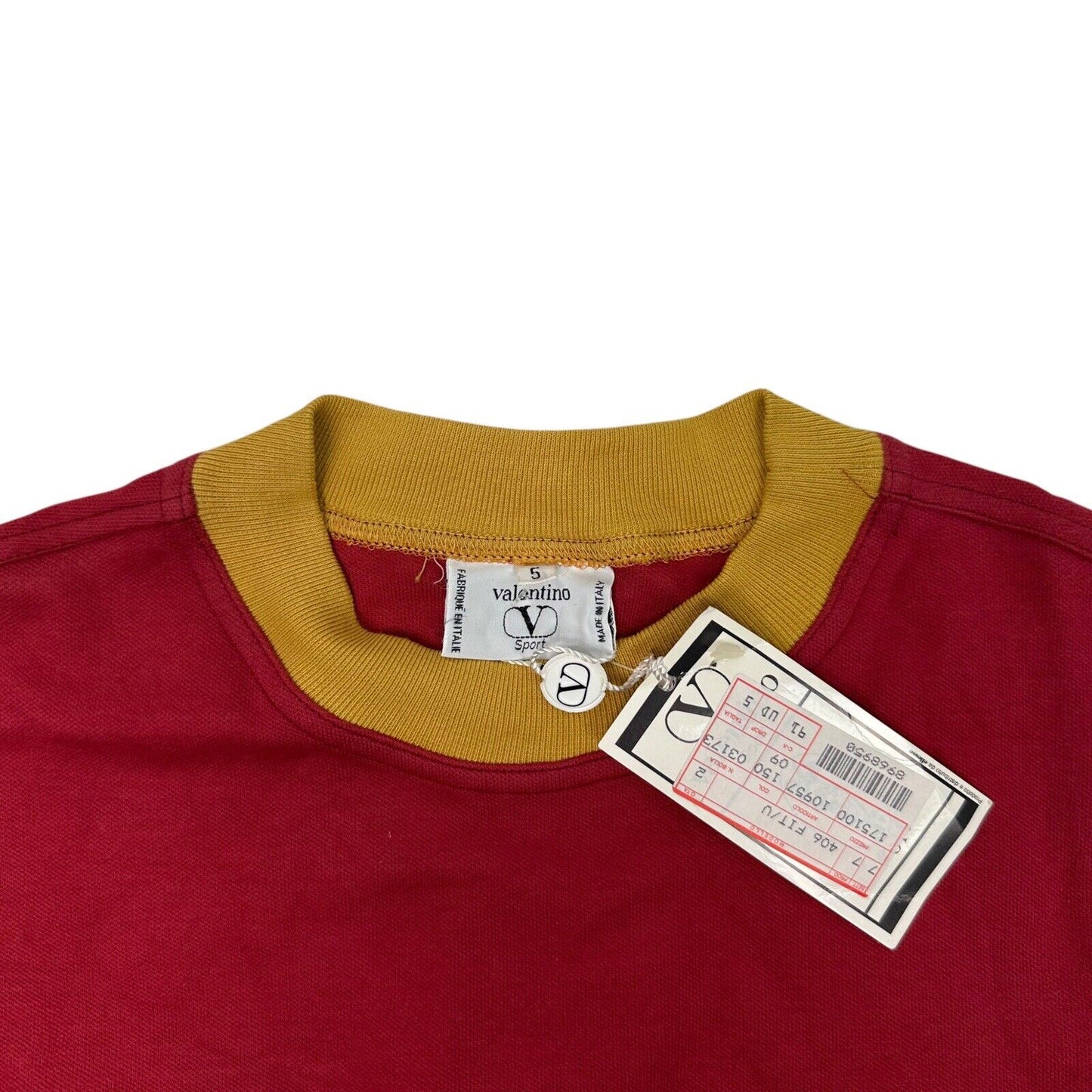 Vintage Valentino Sport Jumper Mustard And Red Men’s Large Made In Italy NWT 80’s