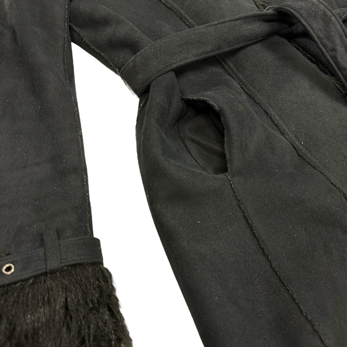Vintage Armani y2k Coat Faux Fur Detailing Women’s Small Black Hooded