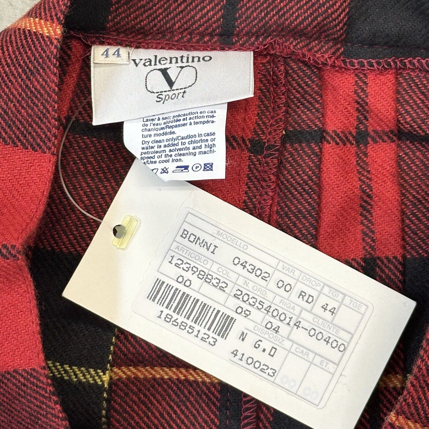 Vintage Valentino Sport Pleat Skirt 26w Red Black Tartan Made In Italy NWT 80’s